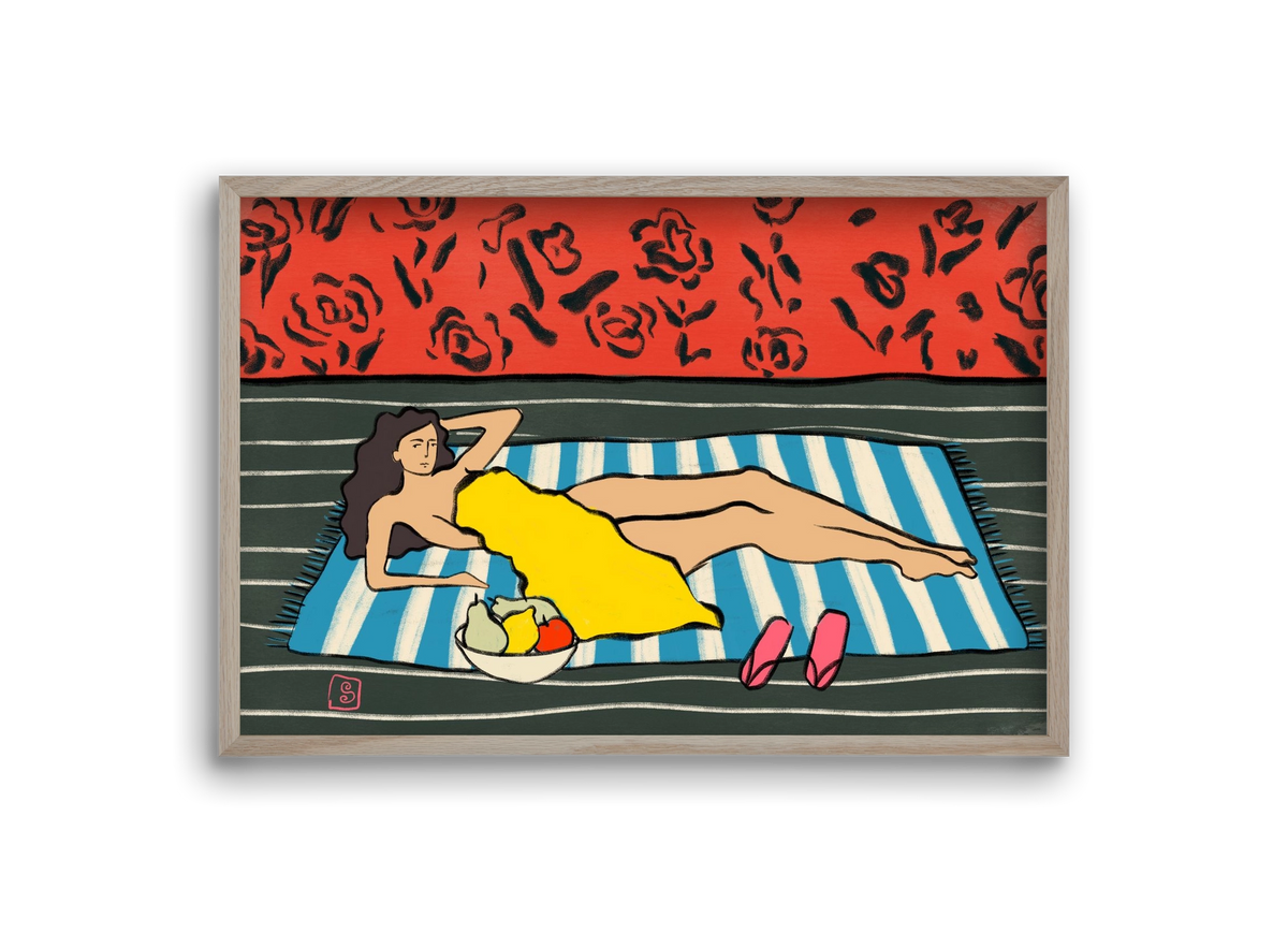 RESTING WOMAN, 30x20 cm (30x20 cm), Tölgy keret