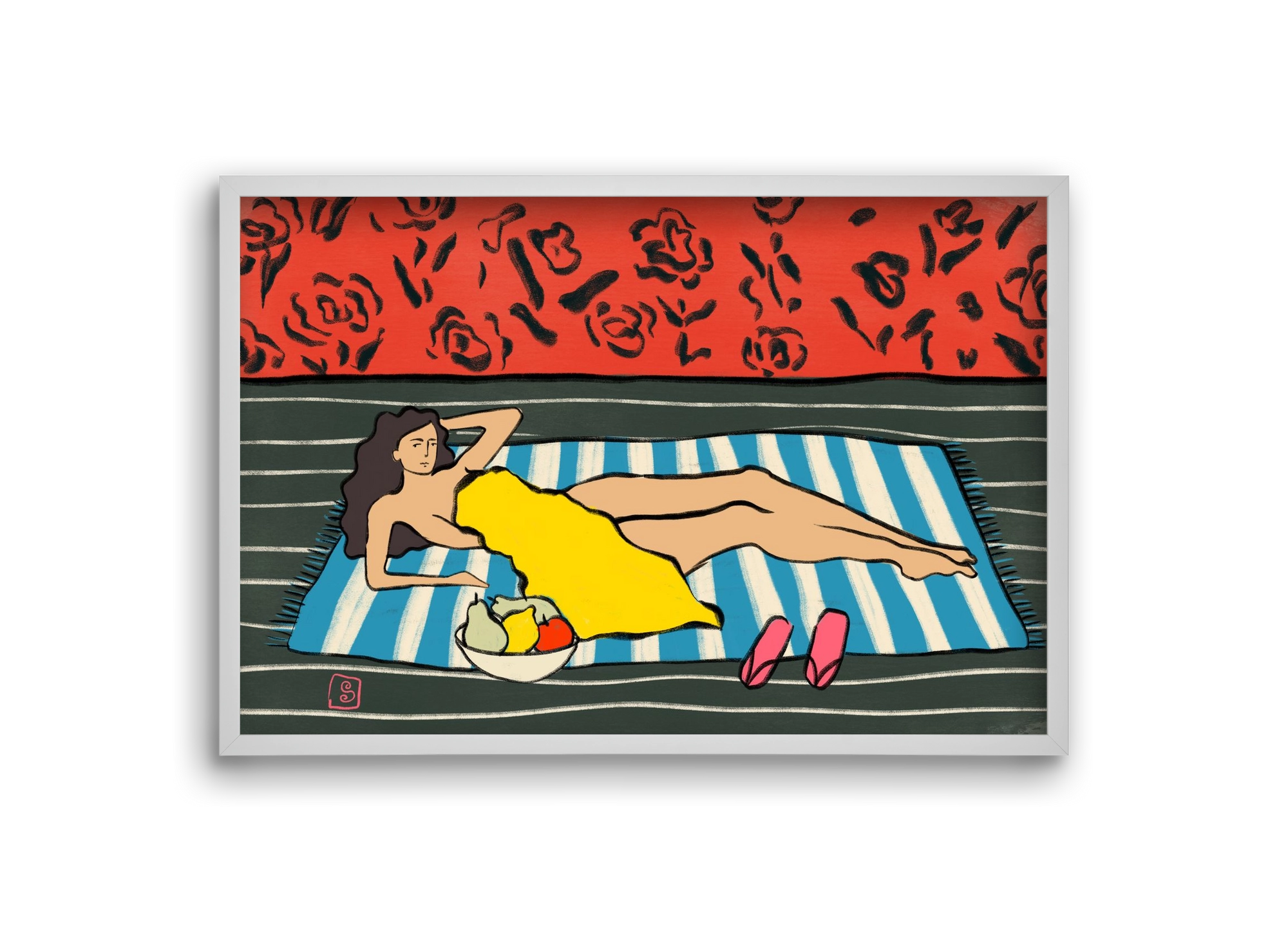 RESTING WOMAN, 30x20 cm (30x20 cm), Fehér keret