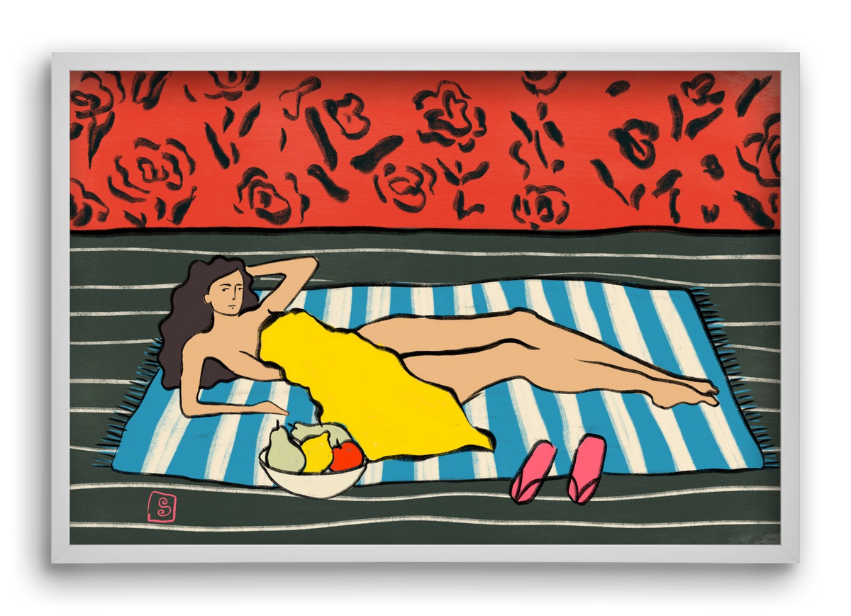 RESTING WOMAN, 60x40 cm (60x40 cm), Fehér keret