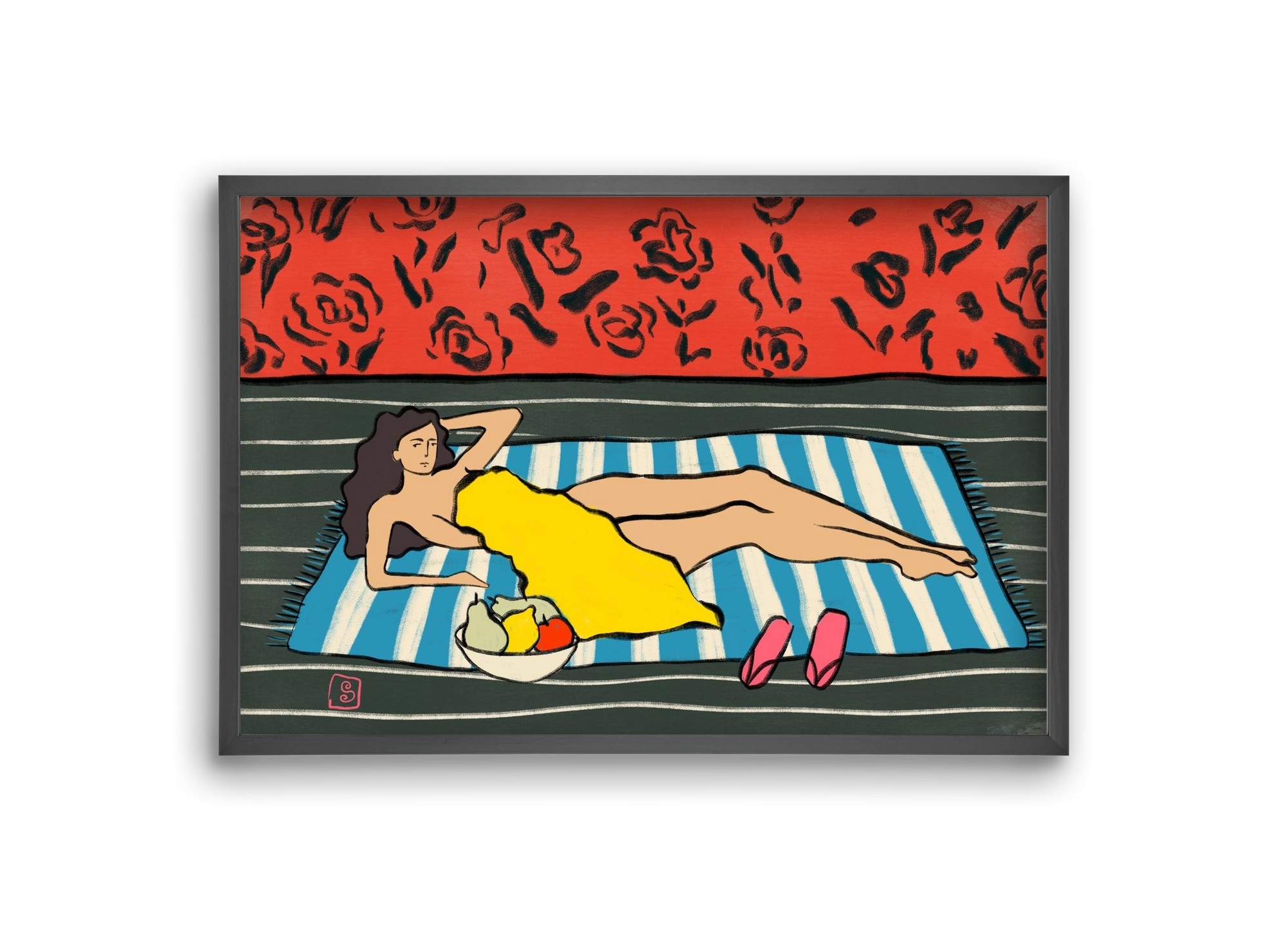 RESTING WOMAN, 30x20 cm (30x20 cm), Fekete keret