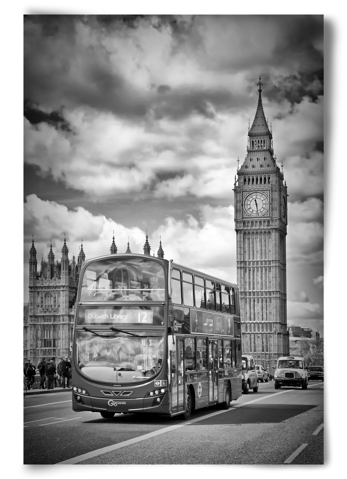 LONDON Houses of Parliament and traffic, 60x90 cm, Keret nélkül
