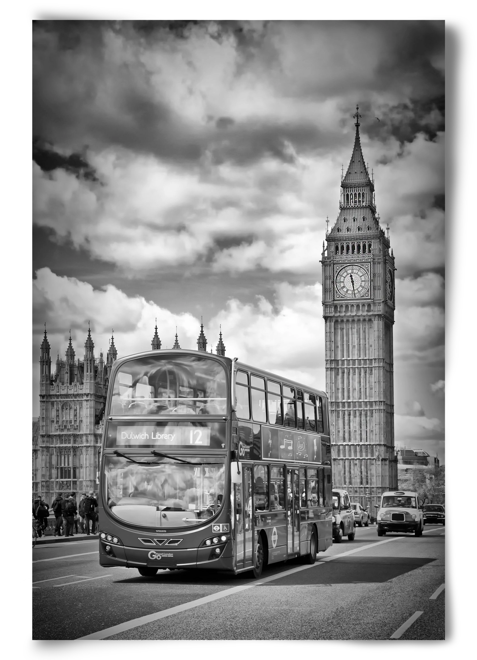 LONDON Houses of Parliament and traffic, 60x90 cm, Keret nélkül