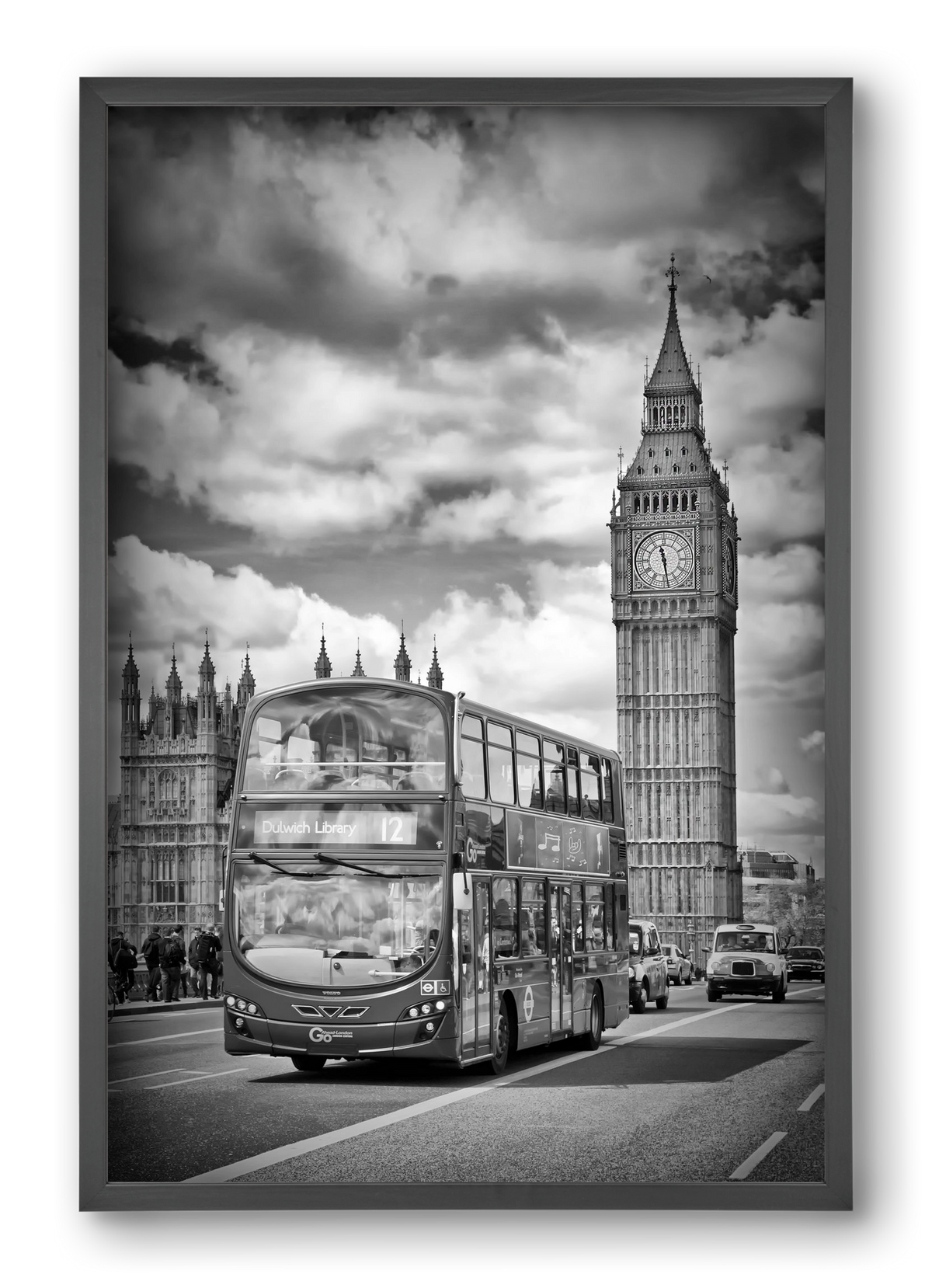 LONDON Houses of Parliament and traffic, 40x60 cm (40x60 cm), Fekete keret