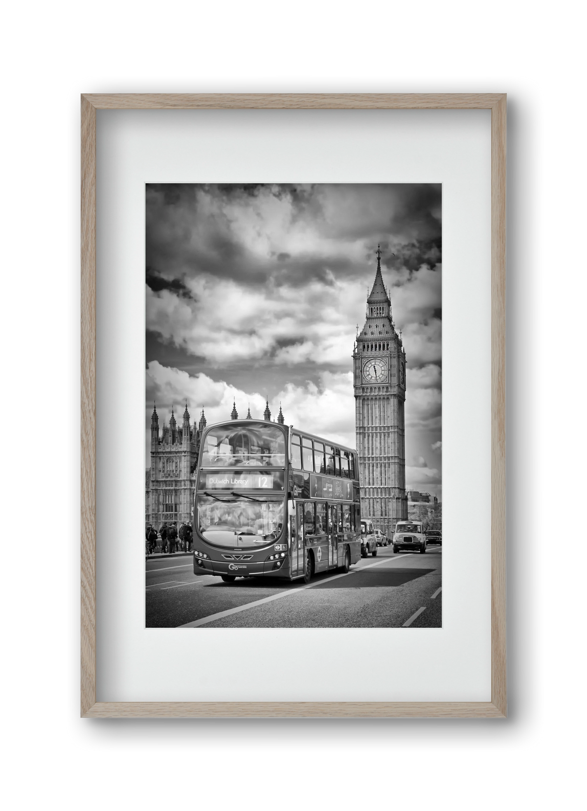 LONDON Houses of Parliament and traffic, 30x45 cm (20x30 cm), Tölgy keret, paszpartuval