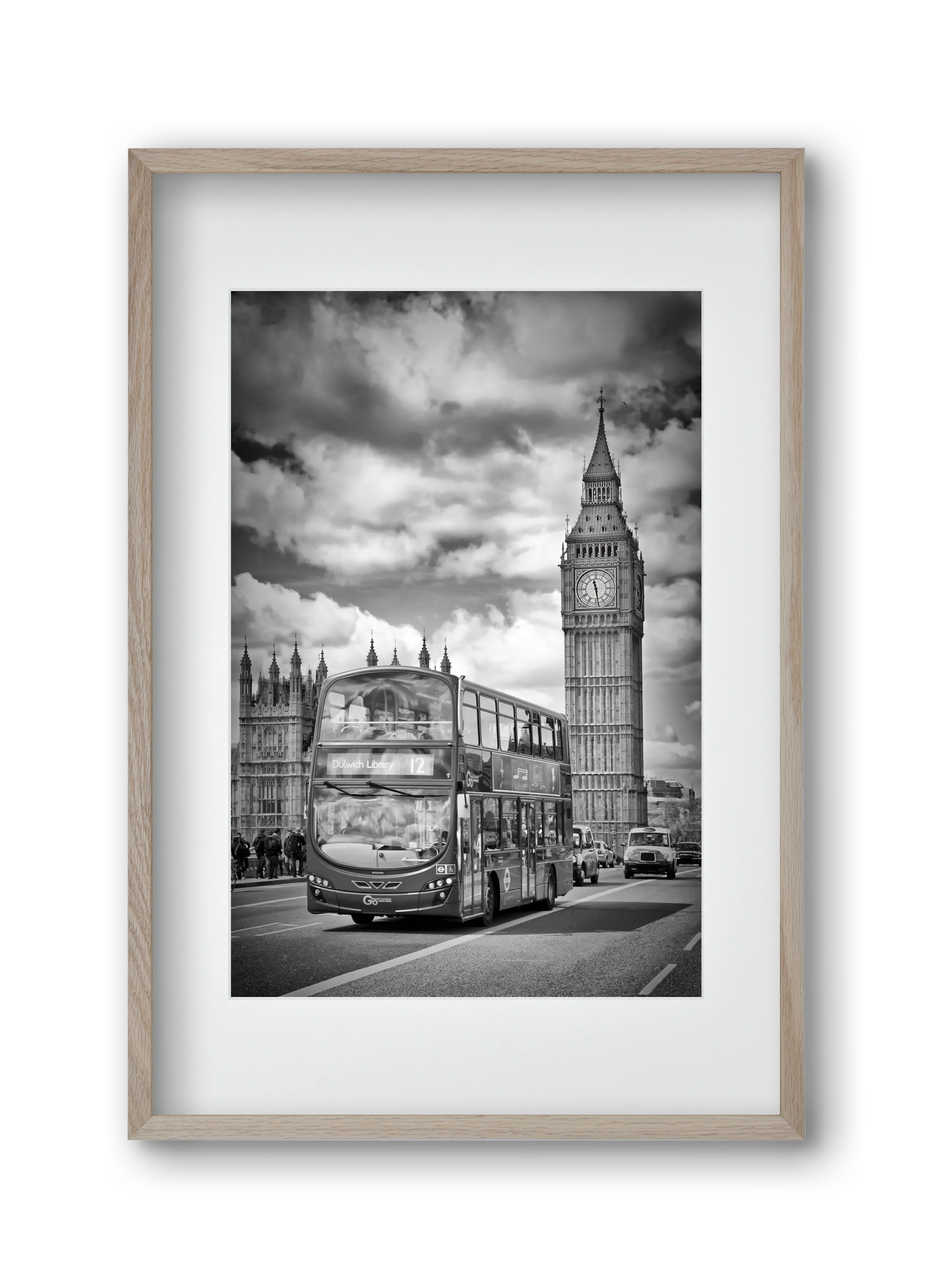 LONDON Houses of Parliament and traffic, 30x45 cm (20x30 cm), Tölgy keret, paszpartuval