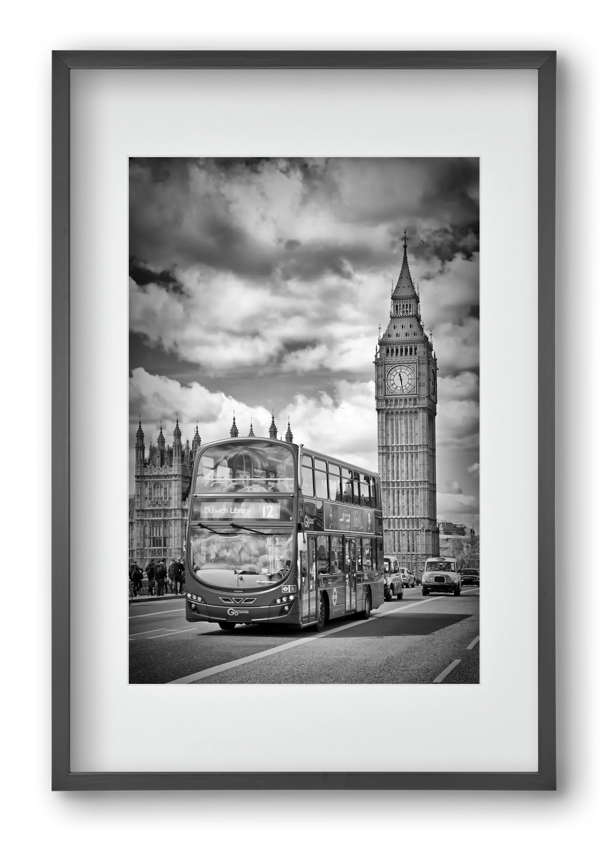 LONDON Houses of Parliament and traffic, 40x60 cm (30x45 cm), Fekete keret, paszpartuval