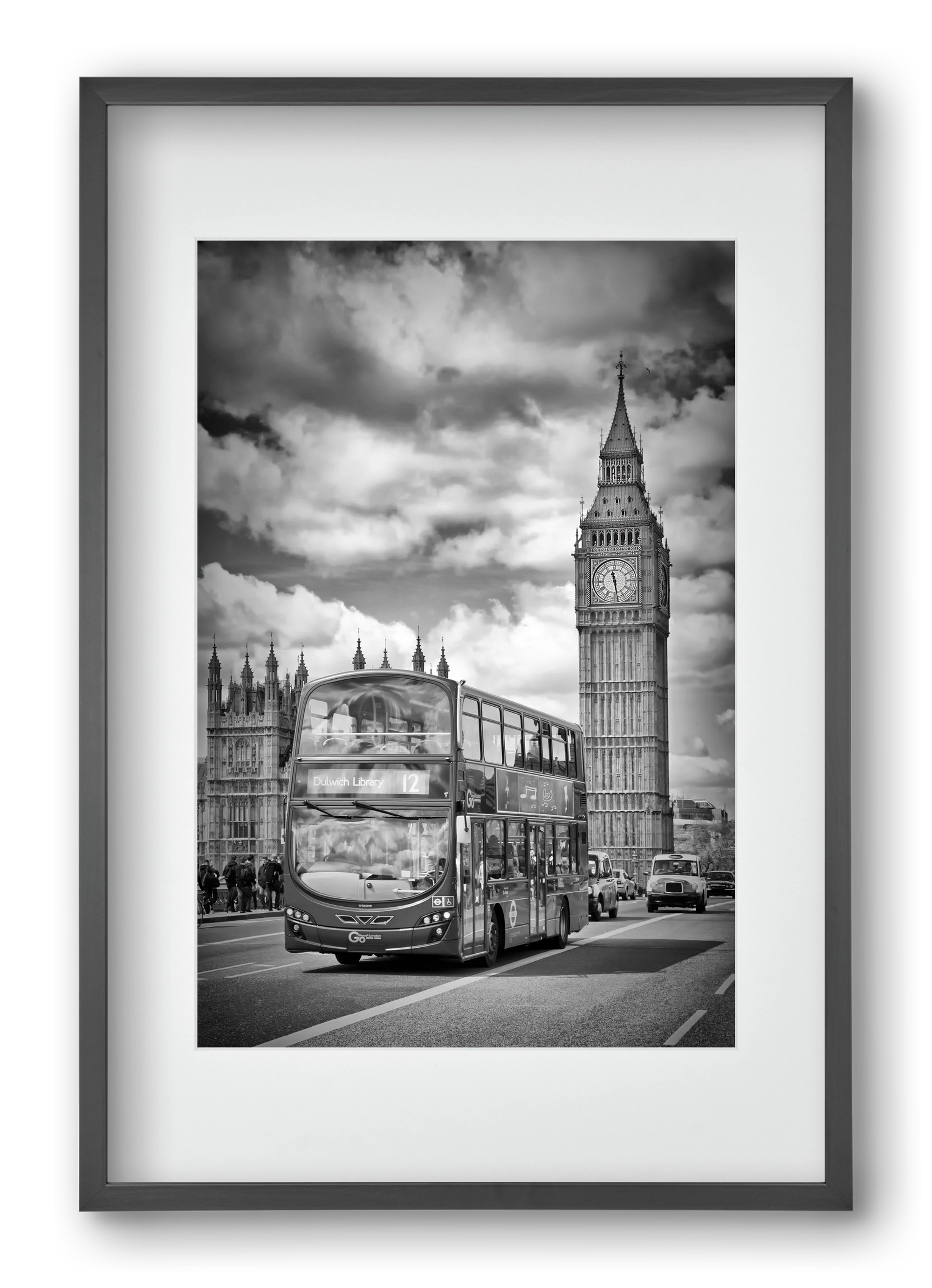 LONDON Houses of Parliament and traffic, 40x60 cm (30x45 cm), Fekete keret, paszpartuval