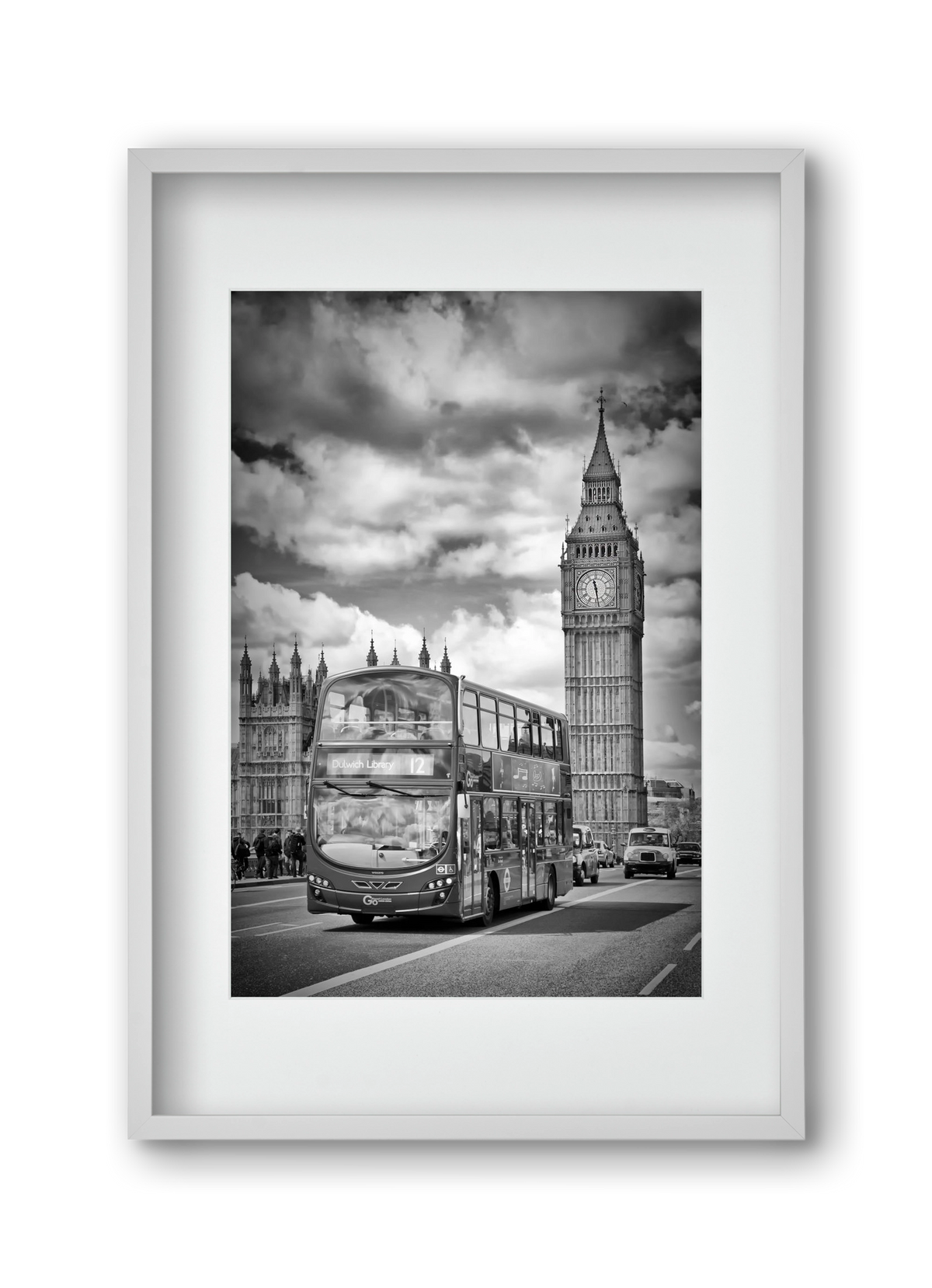 LONDON Houses of Parliament and traffic, 30x45 cm (20x30 cm), Fehér keret, paszpartuval