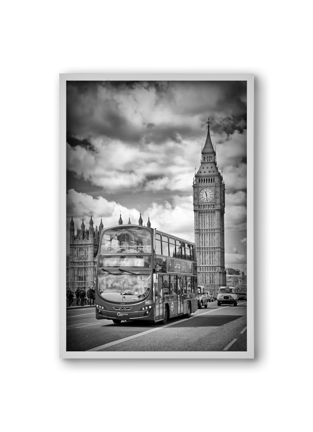 LONDON Houses of Parliament and traffic, 20x30 cm (20x30 cm), Fehér keret