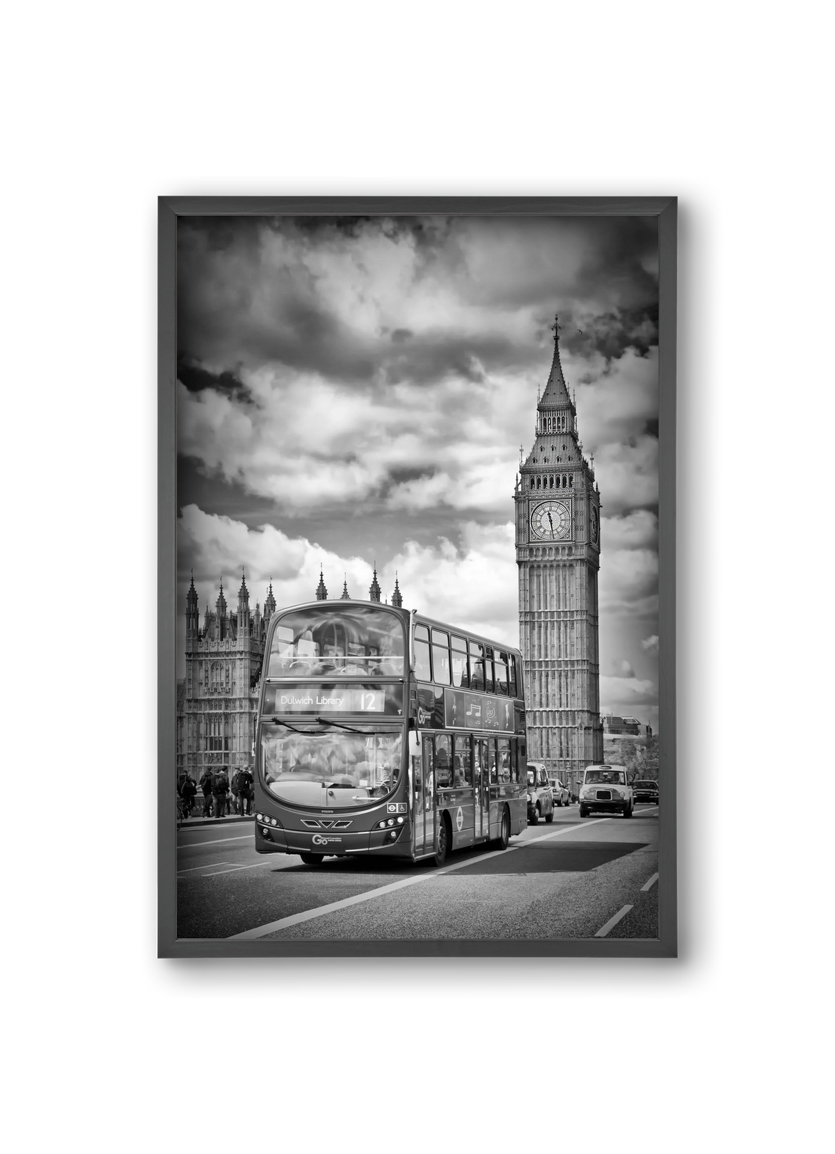 LONDON Houses of Parliament and traffic, 20x30 cm (20x30 cm), Fekete keret