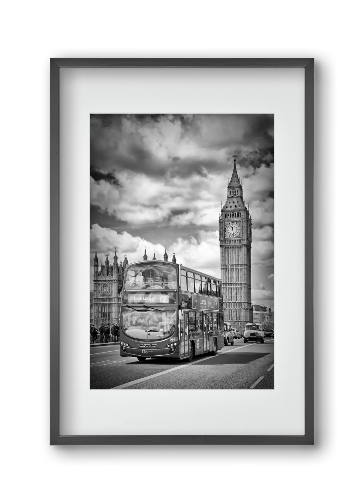 LONDON Houses of Parliament and traffic, 30x45 cm (20x30 cm), Fekete keret, paszpartuval