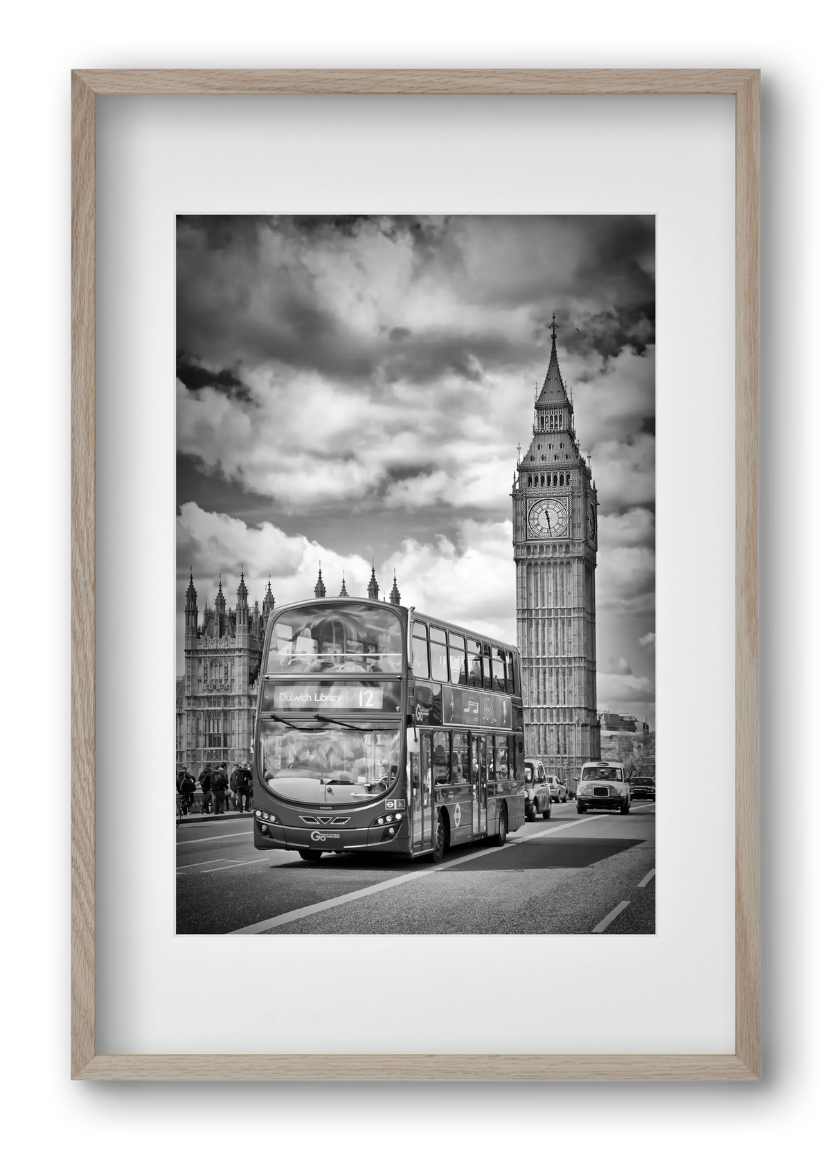 LONDON Houses of Parliament and traffic, 40x60 cm (30x45 cm), Tölgy keret, paszpartuval