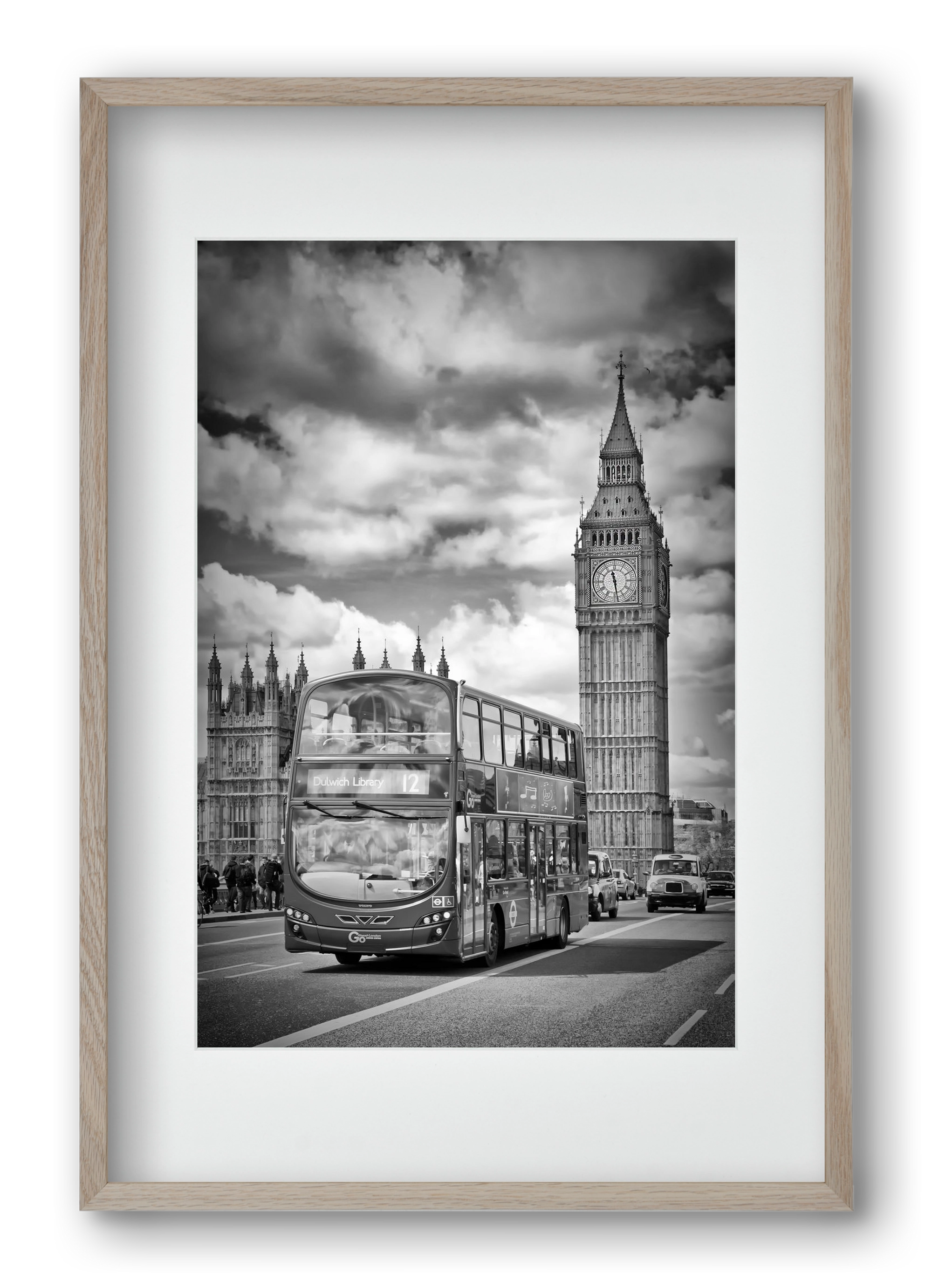 LONDON Houses of Parliament and traffic, 40x60 cm (30x45 cm), Tölgy keret, paszpartuval