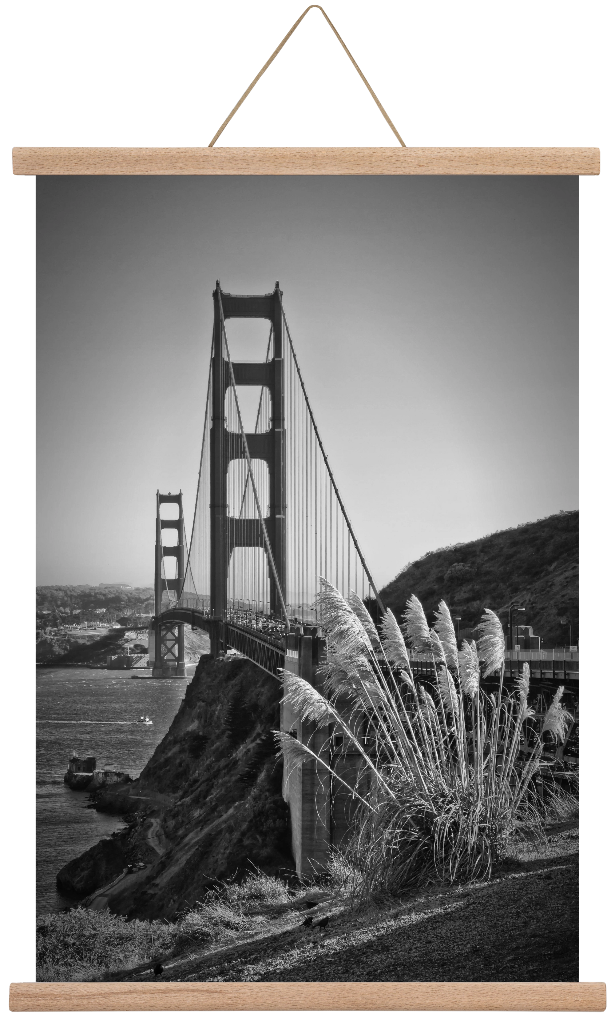 SAN FRANCISCO Golden Gate Bridge, 40x60 cm (40x60 cm), Tölgy akasztó