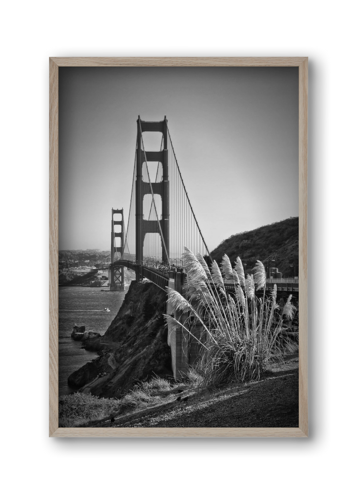 SAN FRANCISCO Golden Gate Bridge, 30x45 cm (30x45 cm), Tölgy keret