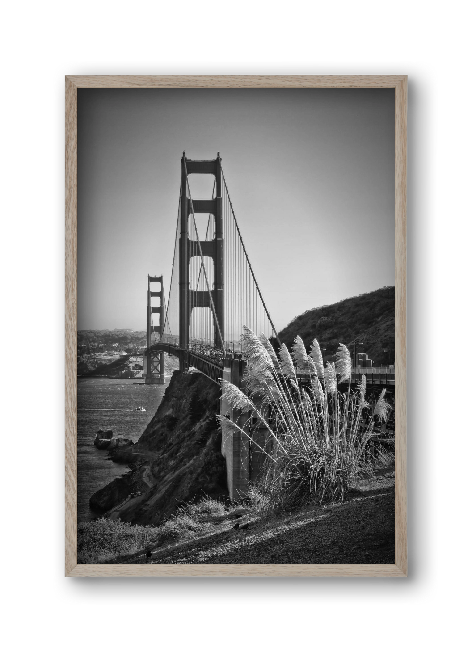 SAN FRANCISCO Golden Gate Bridge, 30x45 cm (30x45 cm), Tölgy keret