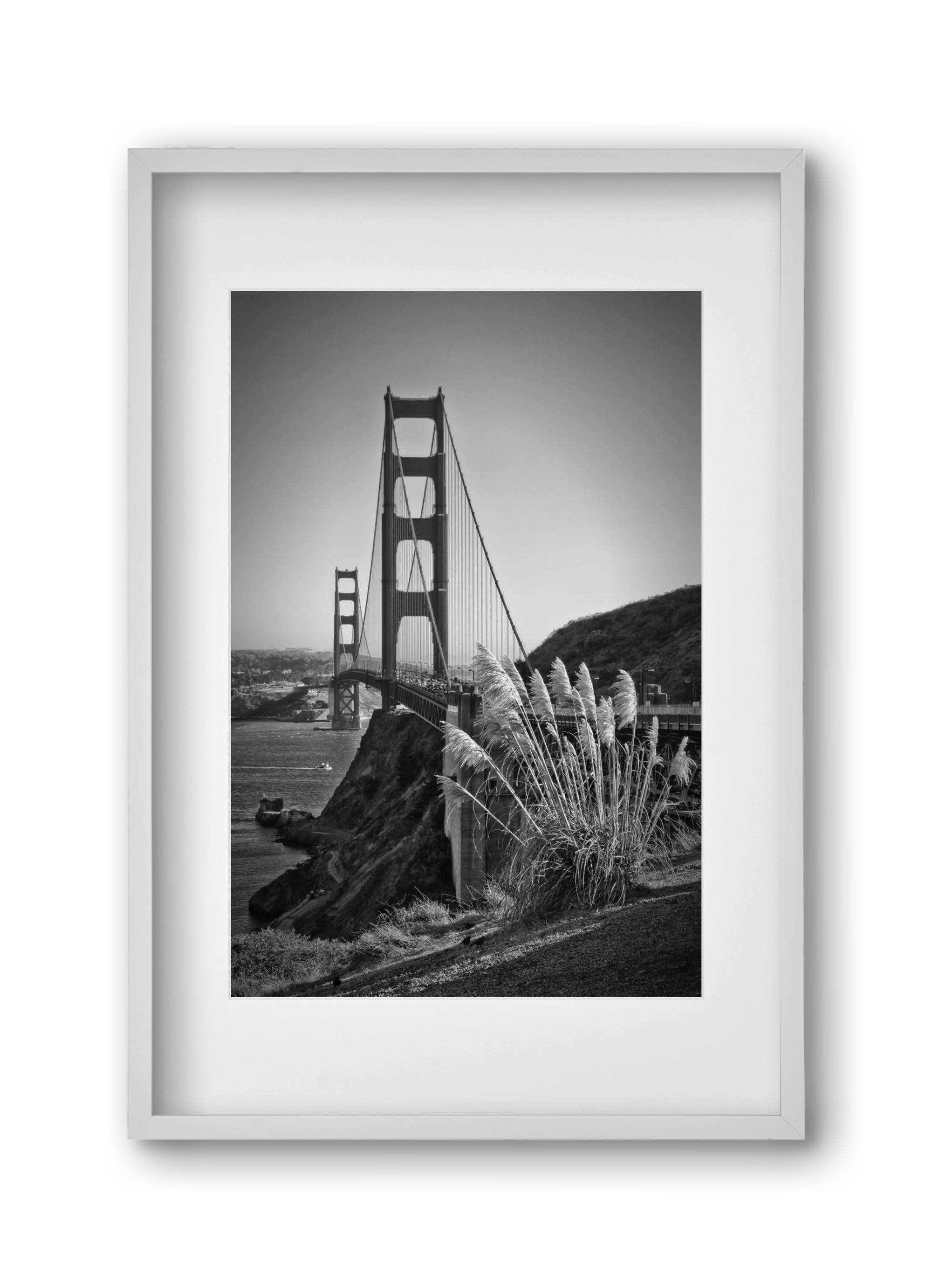 SAN FRANCISCO Golden Gate Bridge, 30x45 cm (20x30 cm), Fehér keret, paszpartuval