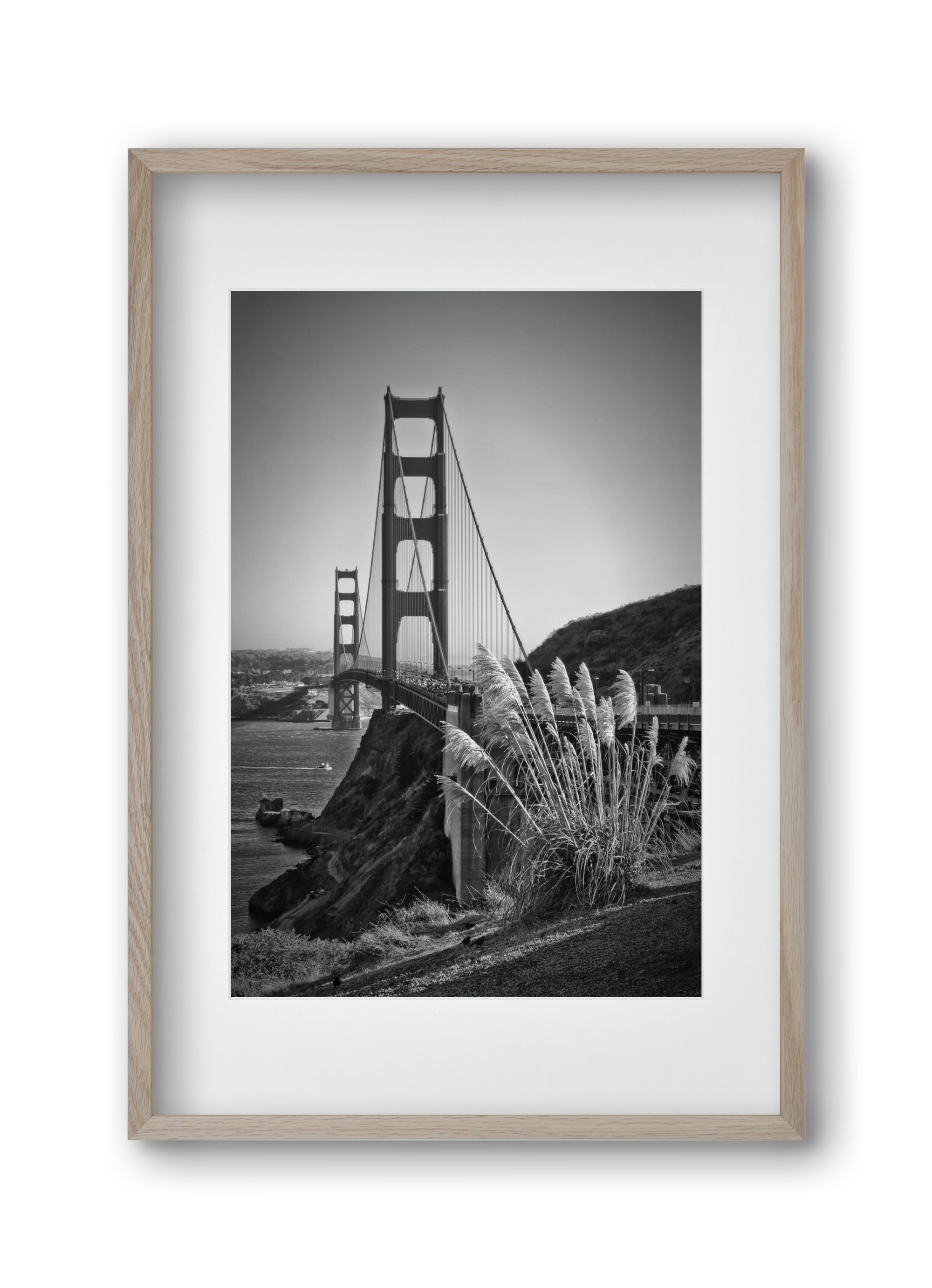 SAN FRANCISCO Golden Gate Bridge, 30x45 cm (20x30 cm), Tölgy keret, paszpartuval