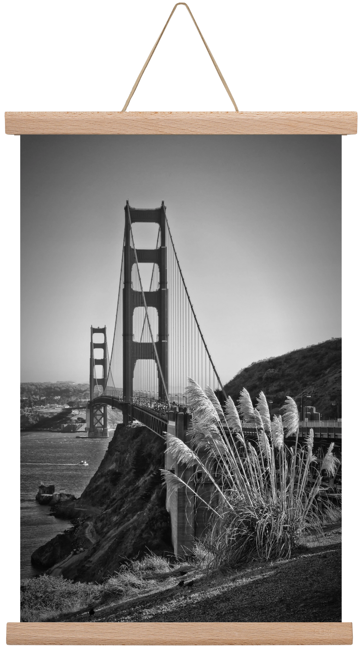 SAN FRANCISCO Golden Gate Bridge, 30x45 cm (30x45 cm), Tölgy akasztó