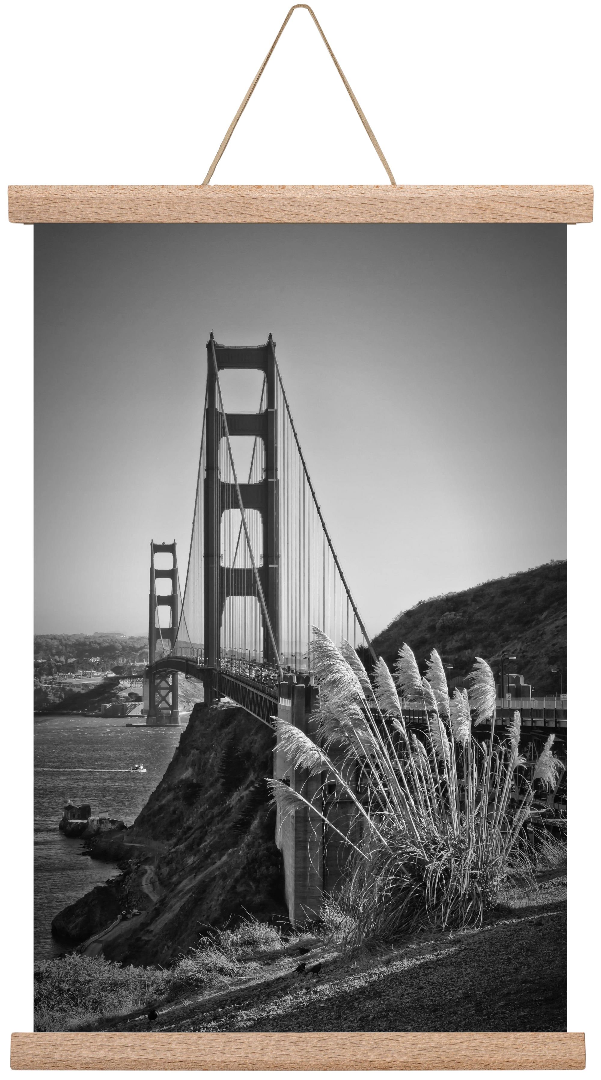 SAN FRANCISCO Golden Gate Bridge, 30x45 cm (30x45 cm), Tölgy akasztó