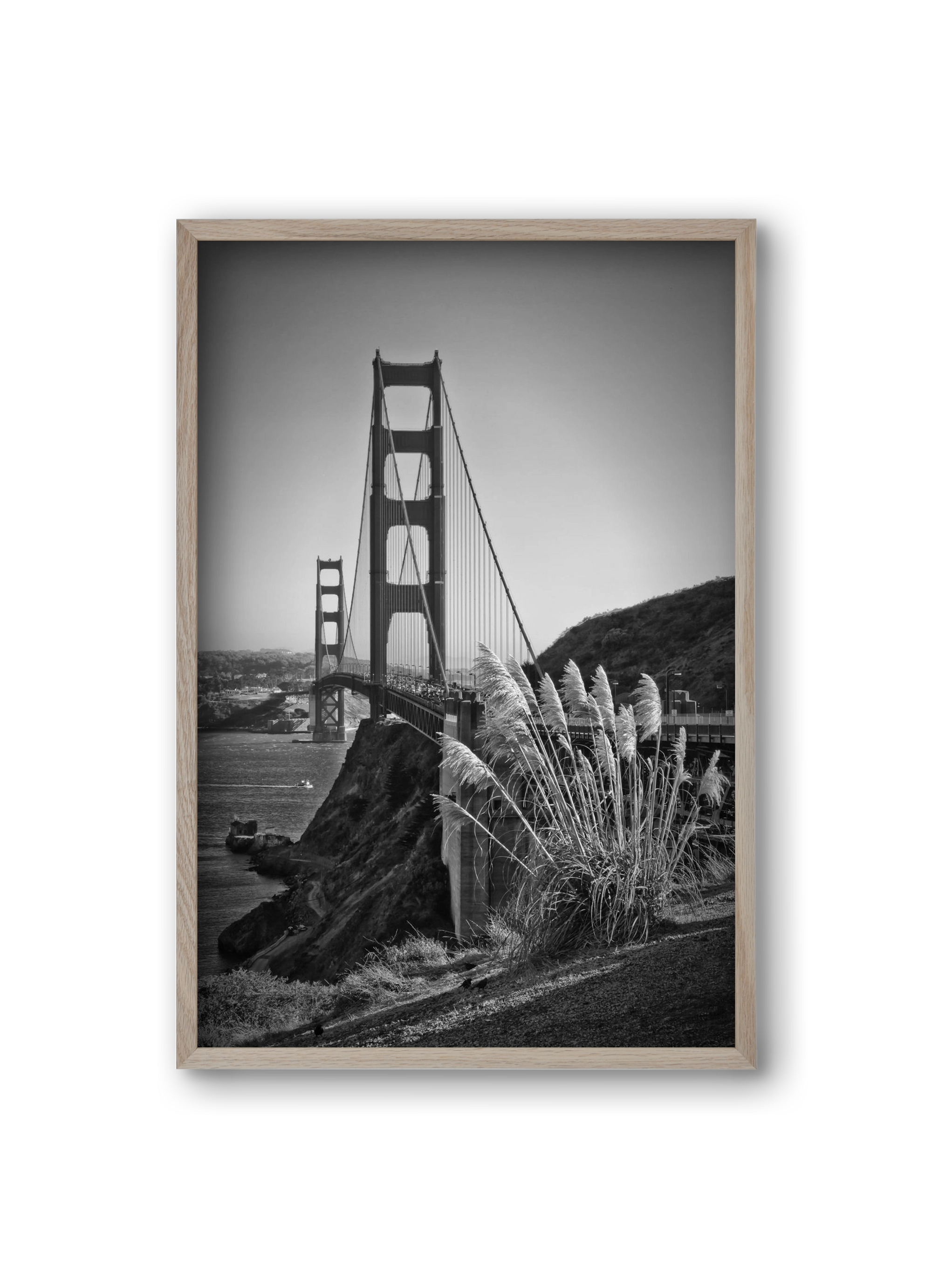 SAN FRANCISCO Golden Gate Bridge, 20x30 cm (20x30 cm), Tölgy keret