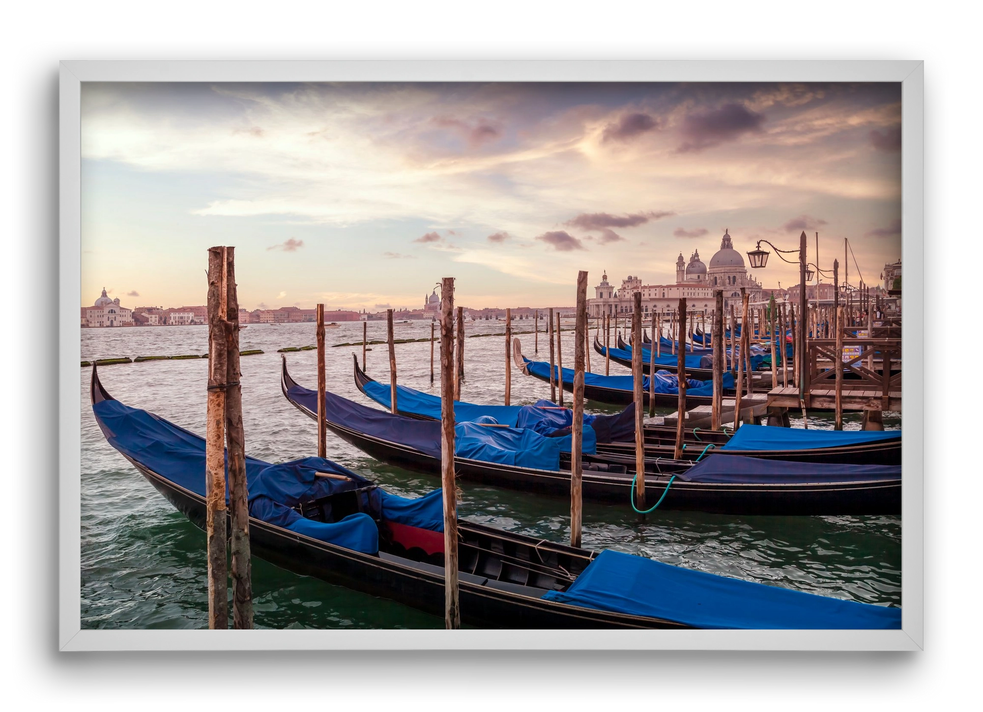 VENICE Gondolas & Santa Maria della Salute , 60x40 cm (60x40 cm), Fehér keret