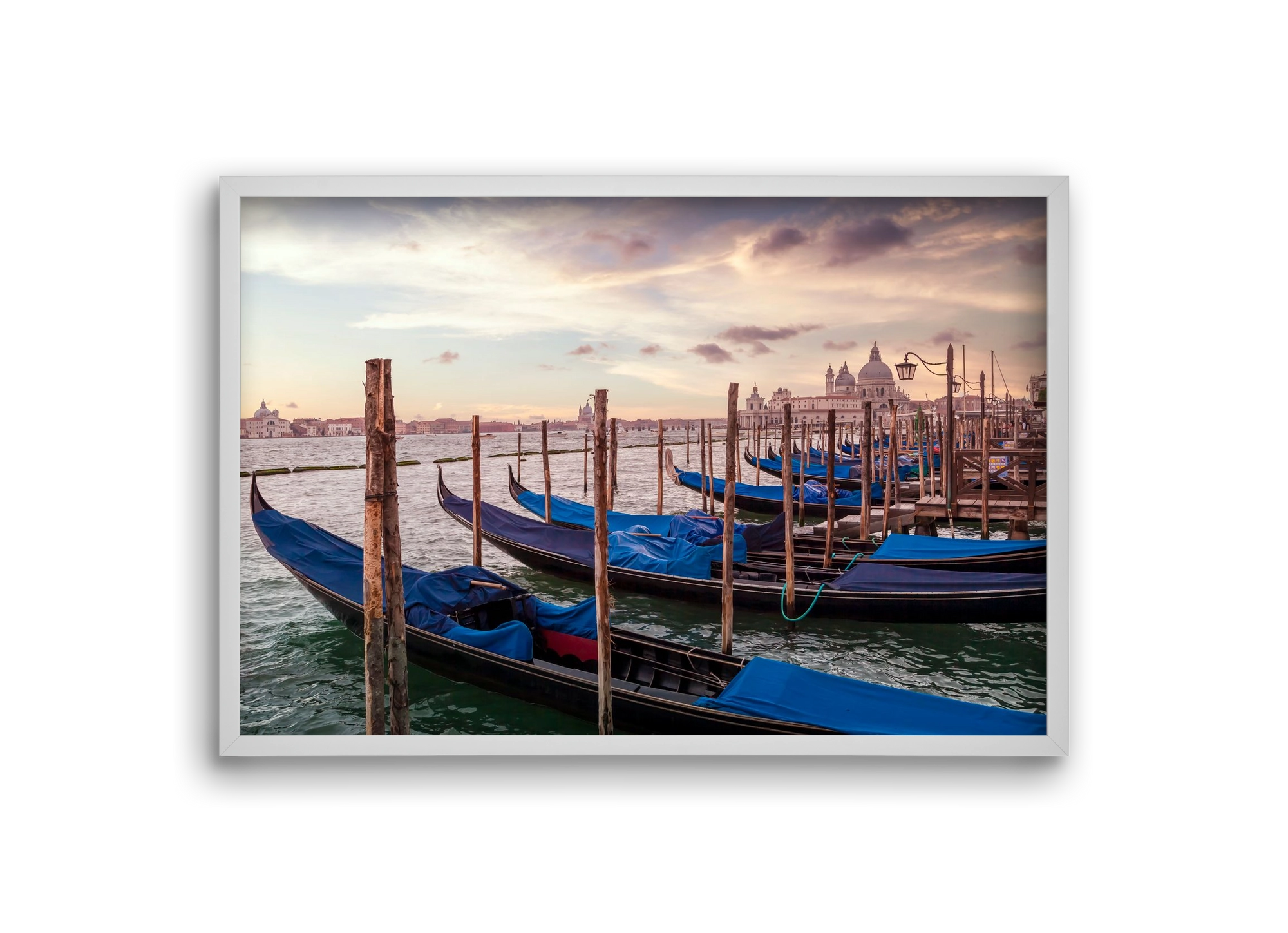 VENICE Gondolas & Santa Maria della Salute , 30x20 cm (30x20 cm), Fehér keret