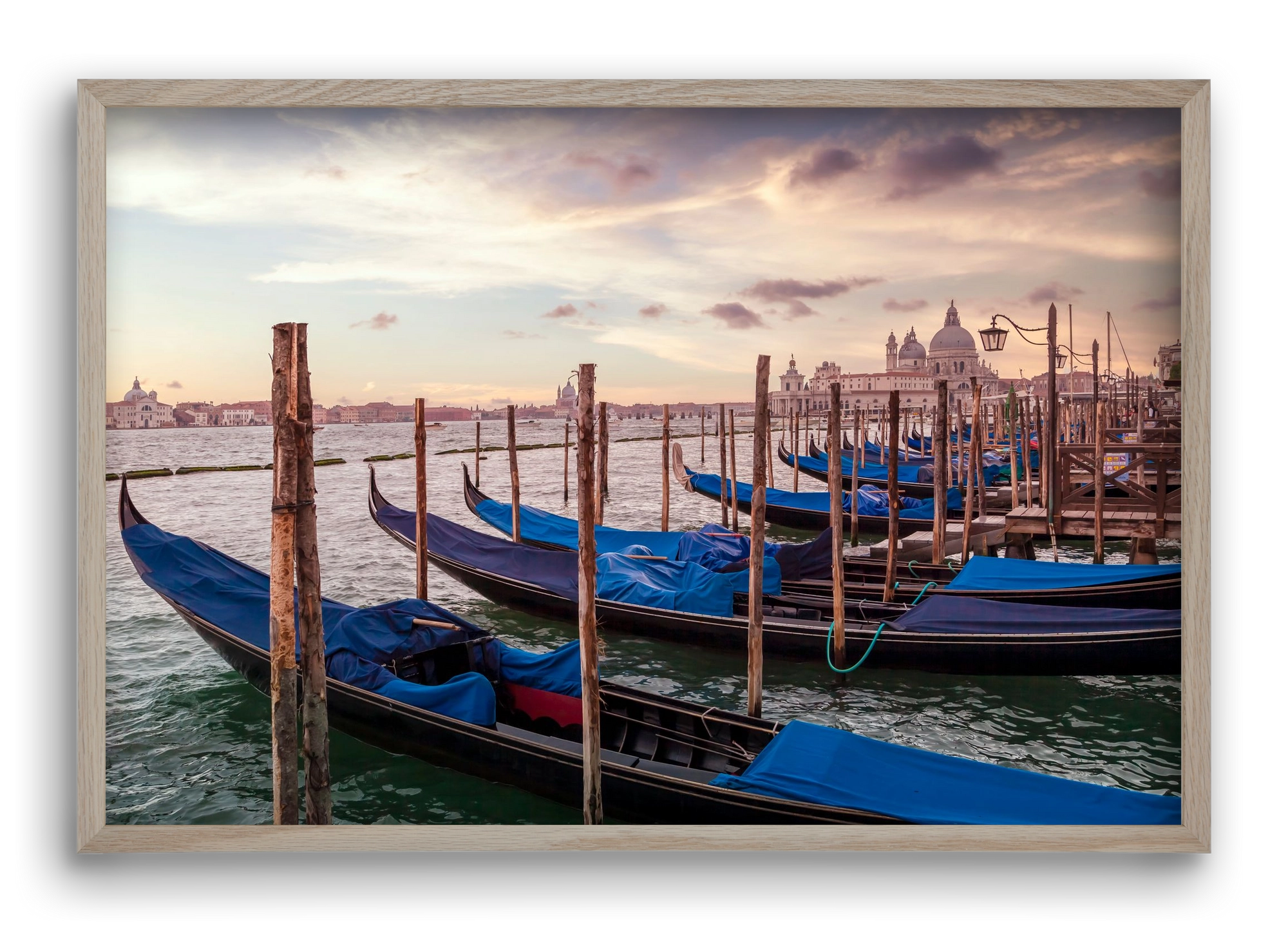 VENICE Gondolas & Santa Maria della Salute , 60x40 cm (60x40 cm), Tölgy keret