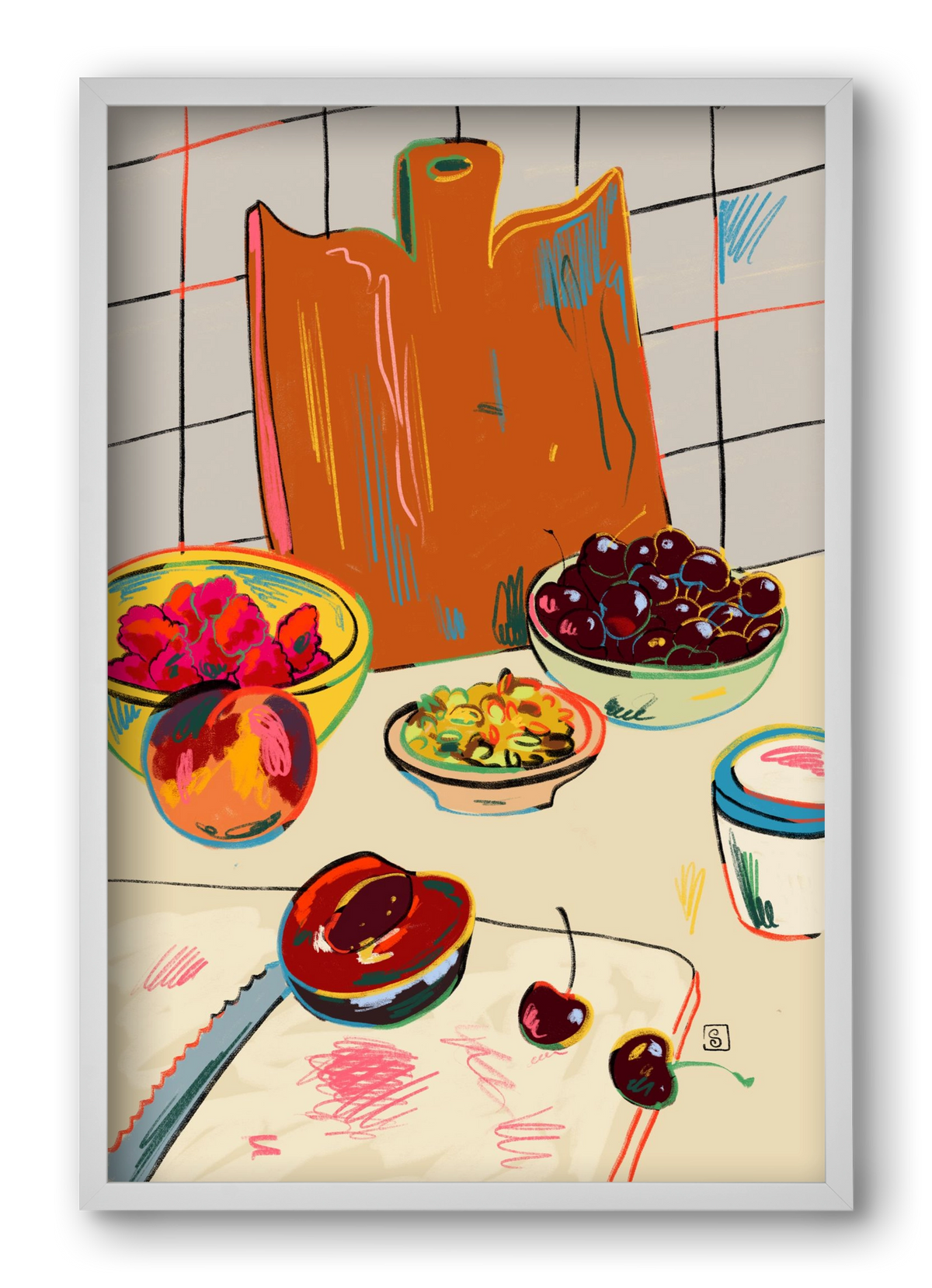 AUTUMN FRUIT STILL LIFE, 40x60 cm (40x60 cm), Fehér keret