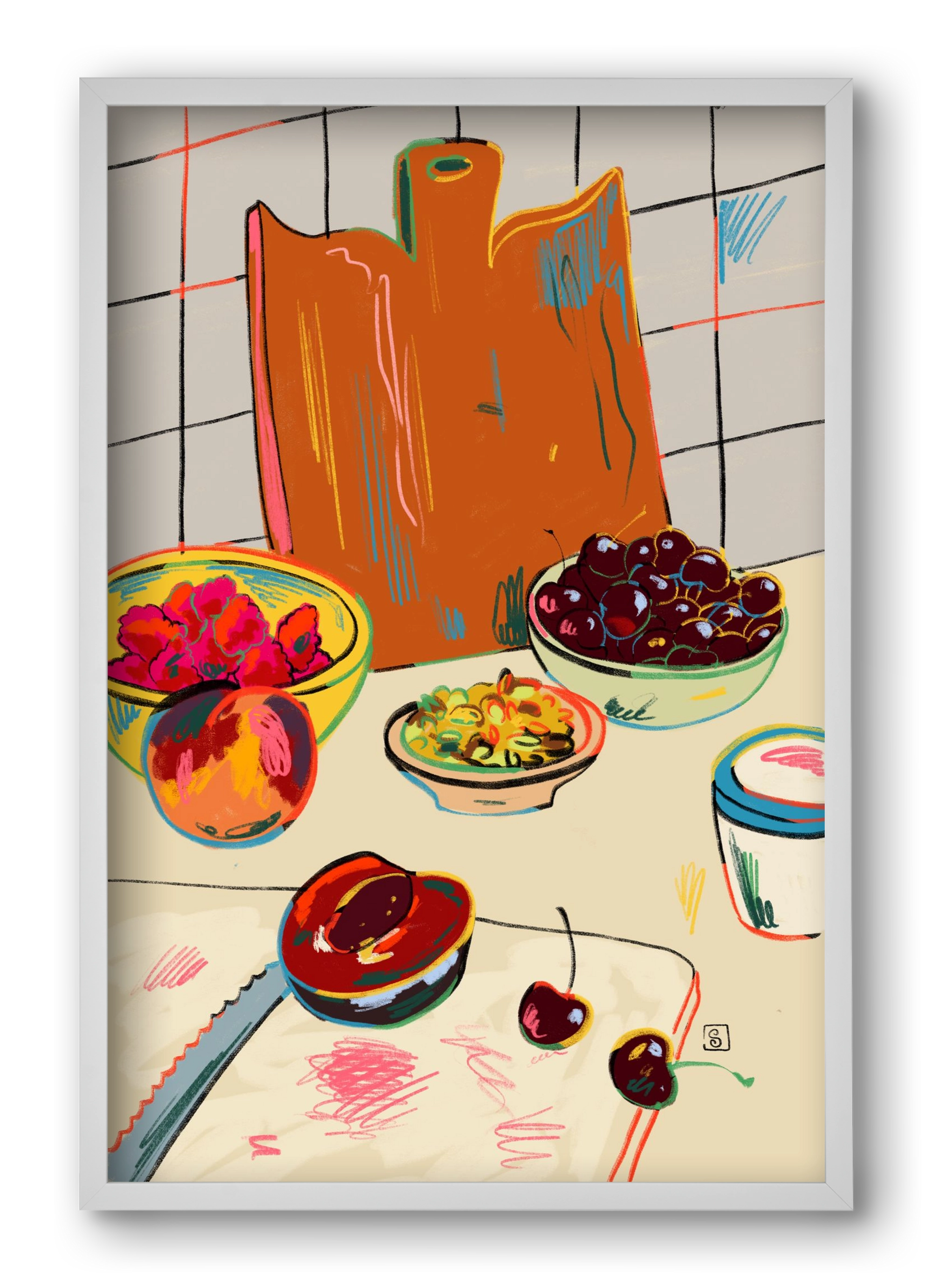 AUTUMN FRUIT STILL LIFE, 40x60 cm (40x60 cm), Fehér keret