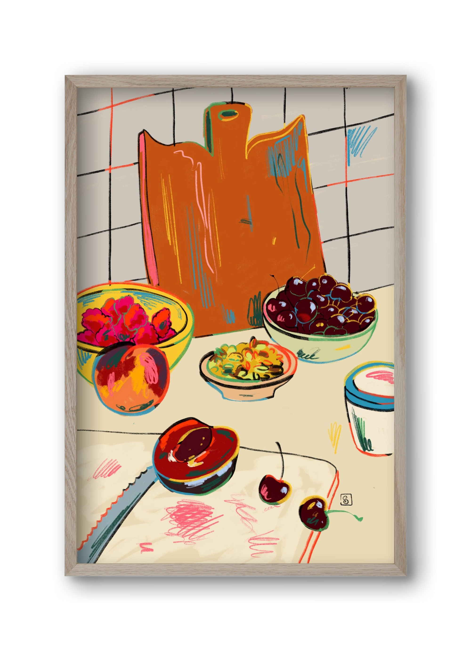 AUTUMN FRUIT STILL LIFE, 30x45 cm (30x45 cm), Tölgy keret