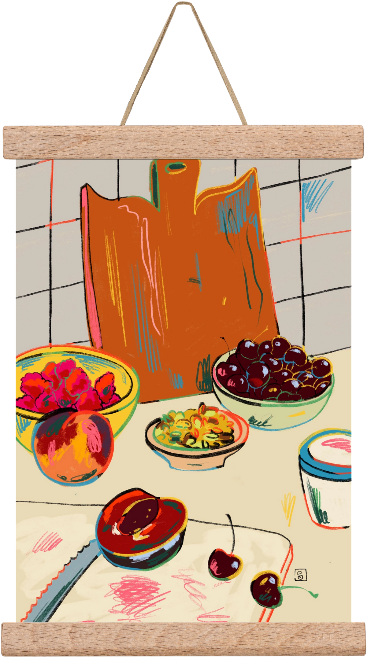 AUTUMN FRUIT STILL LIFE, 20x30 cm (20x30 cm), Tölgy akasztó