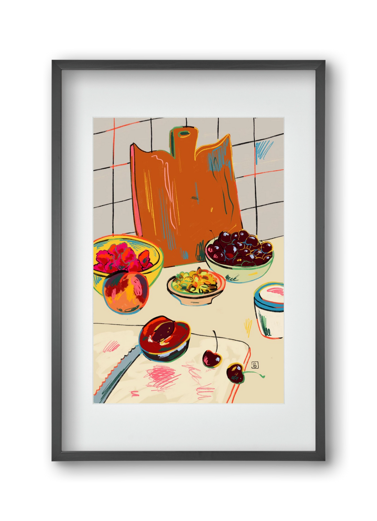 AUTUMN FRUIT STILL LIFE, 30x45 cm (20x30 cm), Fekete keret, paszpartuval