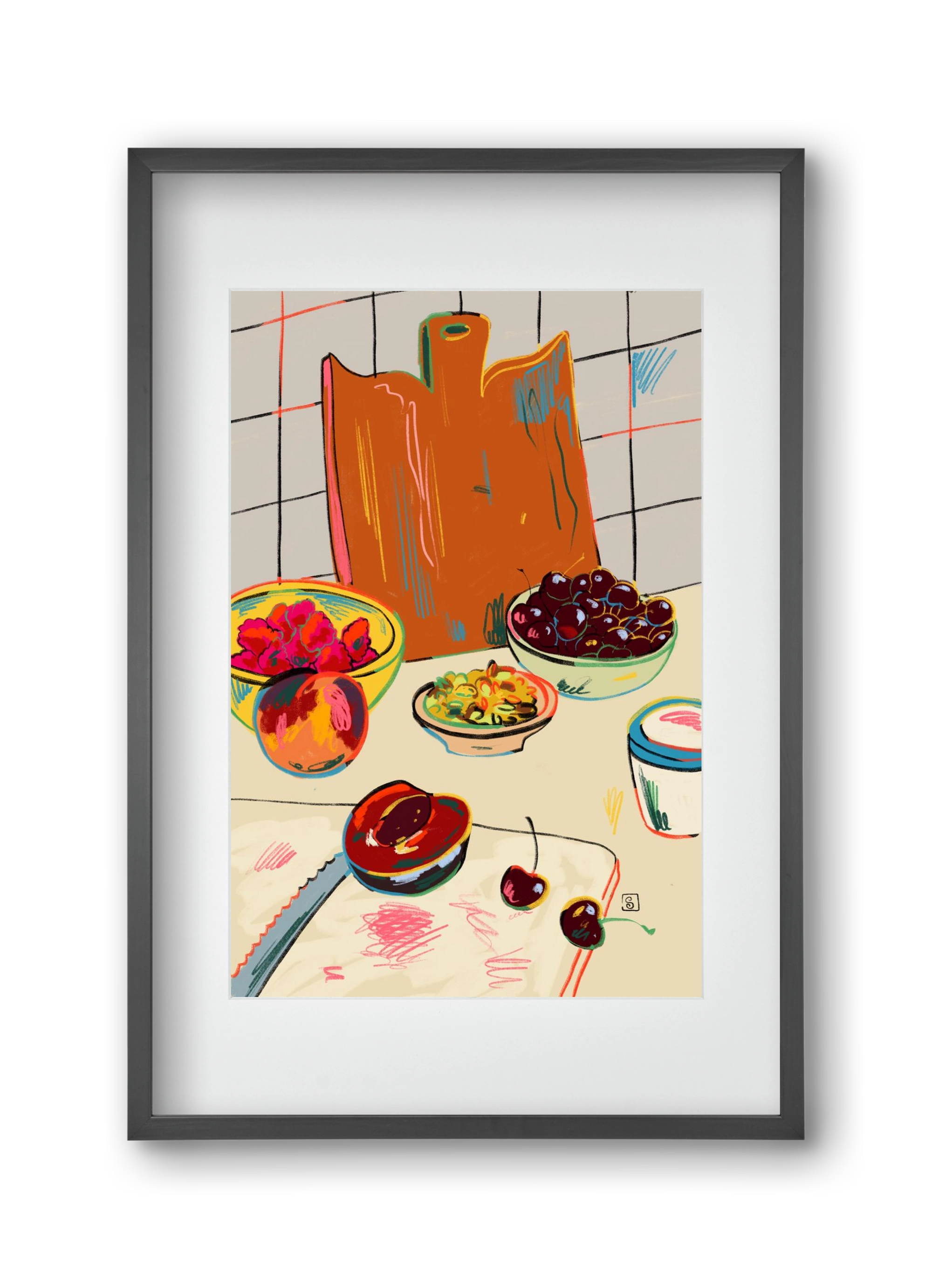 AUTUMN FRUIT STILL LIFE, 30x45 cm (20x30 cm), Fekete keret, paszpartuval