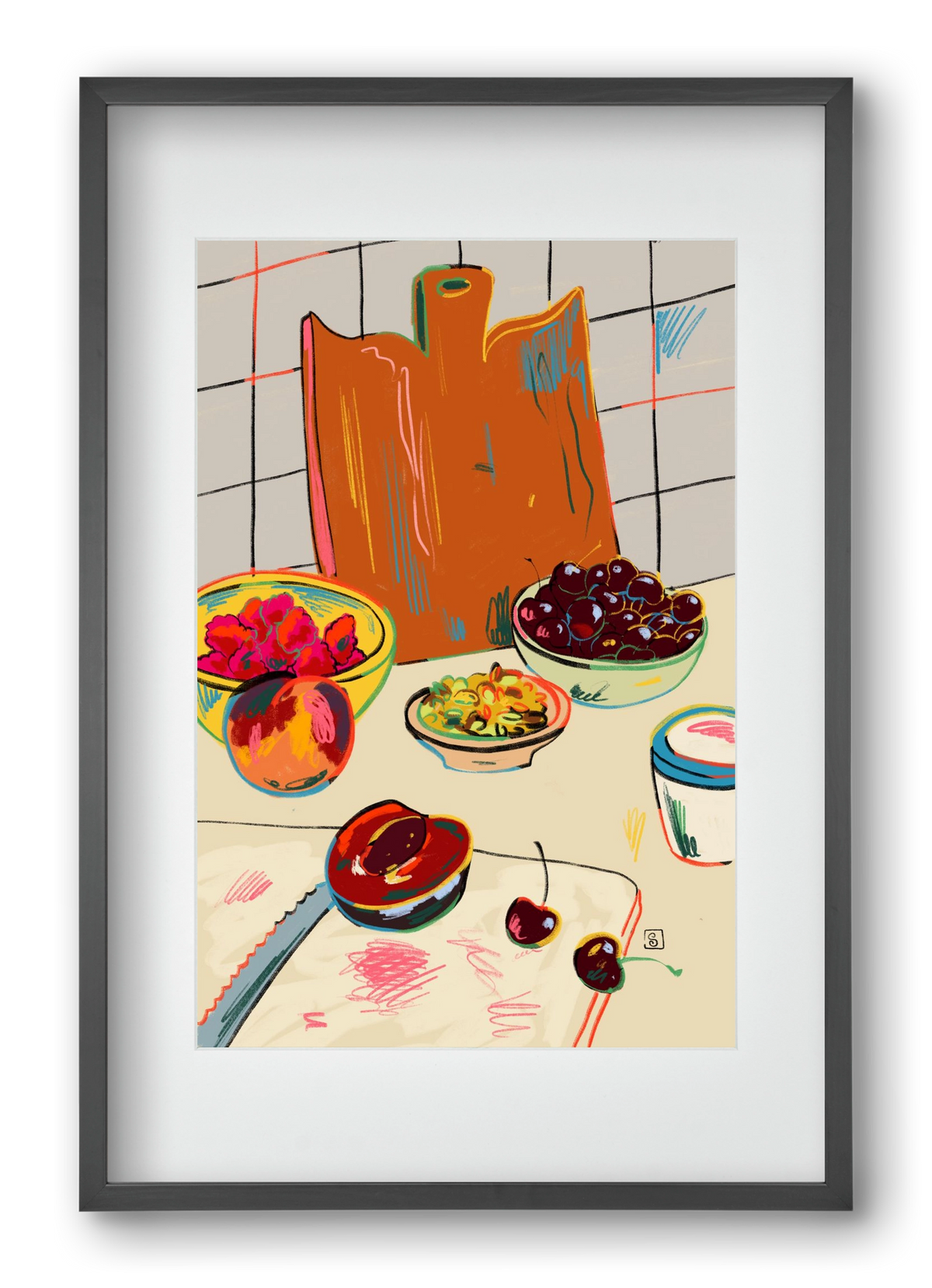 AUTUMN FRUIT STILL LIFE, 40x60 cm (30x45 cm), Fekete keret, paszpartuval