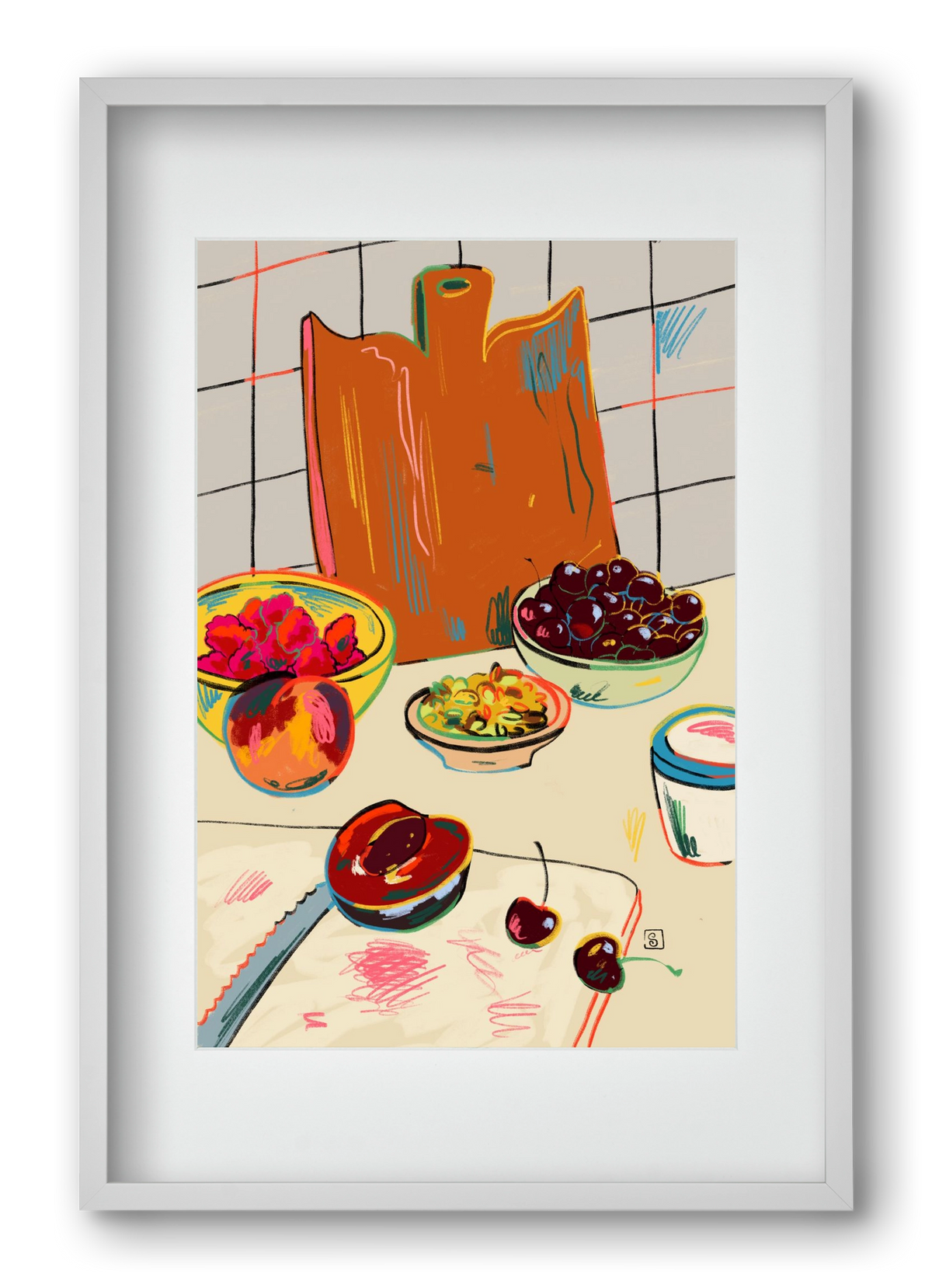 AUTUMN FRUIT STILL LIFE, 40x60 cm (30x45 cm), Fehér keret, paszpartuval