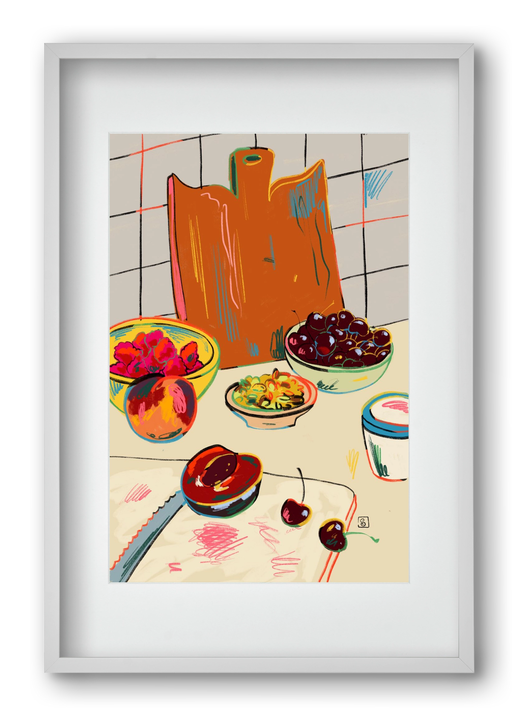 AUTUMN FRUIT STILL LIFE, 40x60 cm (30x45 cm), Fehér keret, paszpartuval
