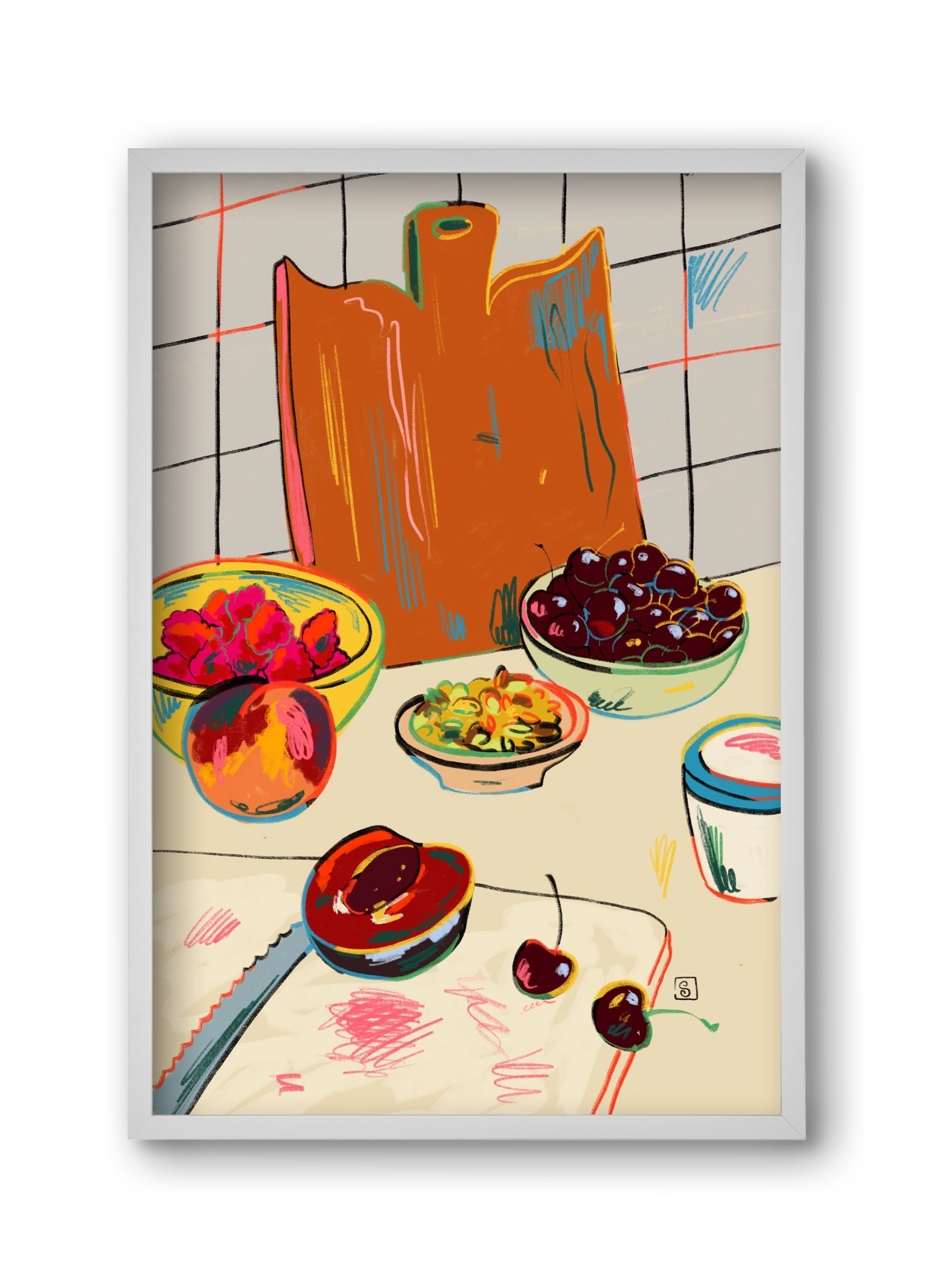 AUTUMN FRUIT STILL LIFE, 30x45 cm (30x45 cm), Fehér keret