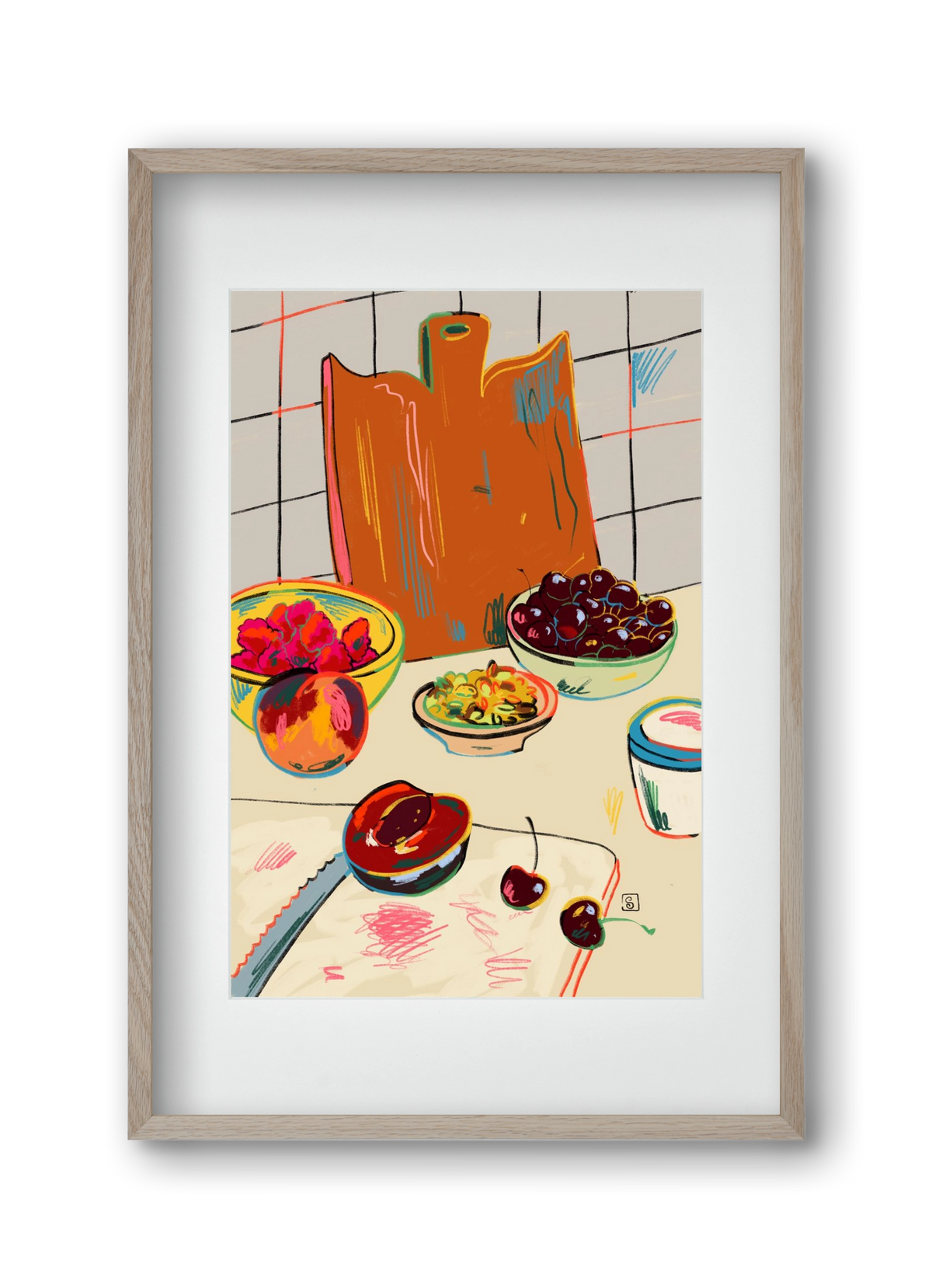 AUTUMN FRUIT STILL LIFE, 30x45 cm (20x30 cm), Tölgy keret, paszpartuval