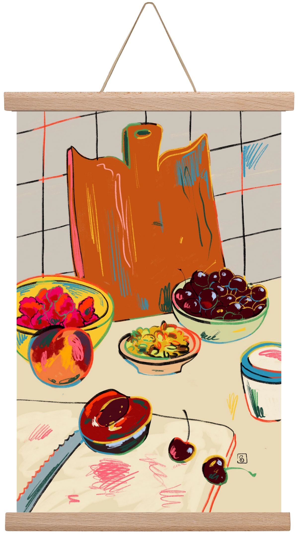 AUTUMN FRUIT STILL LIFE, 30x45 cm (30x45 cm), Tölgy akasztó