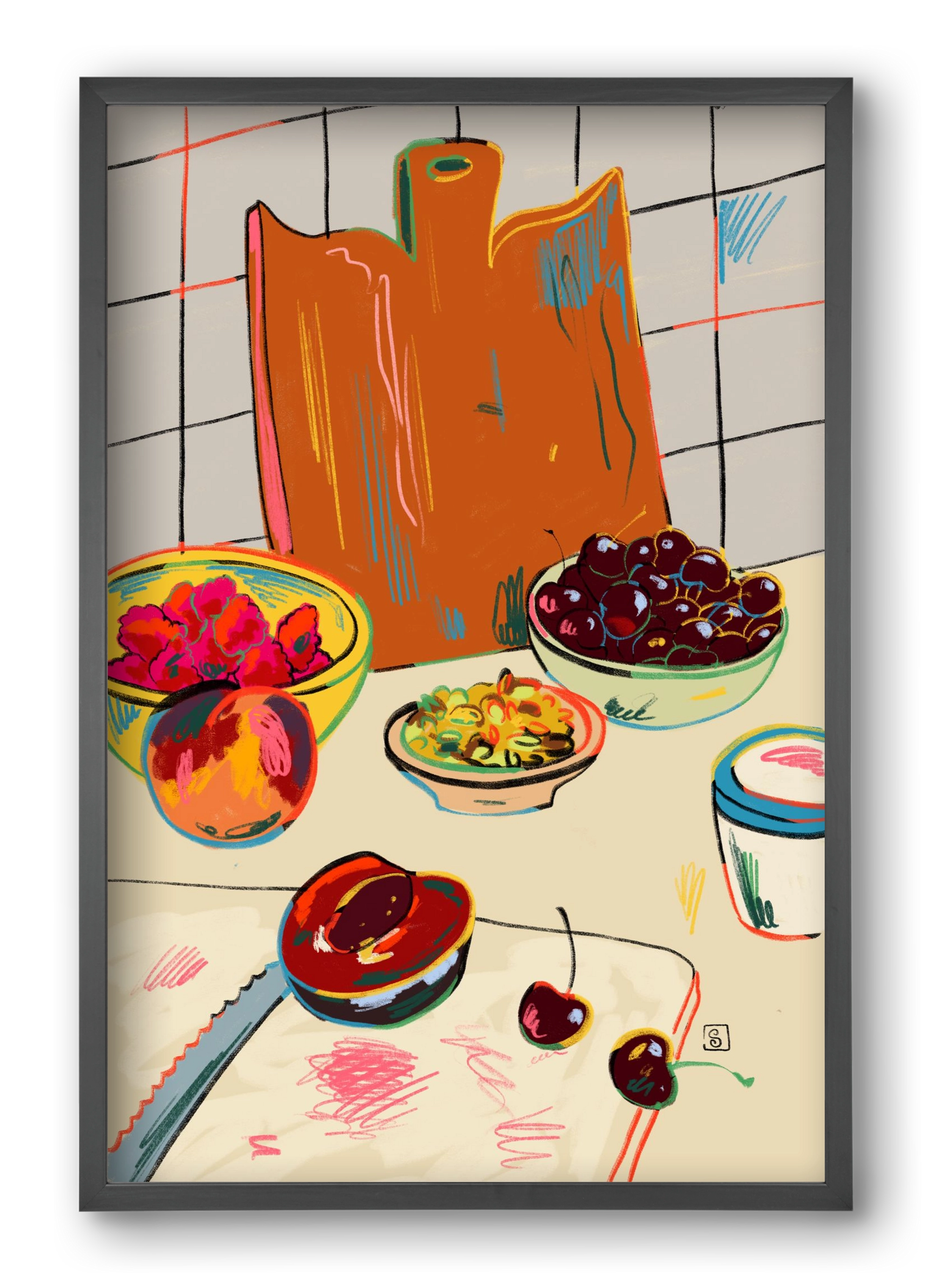 AUTUMN FRUIT STILL LIFE, 40x60 cm (40x60 cm), Fekete keret