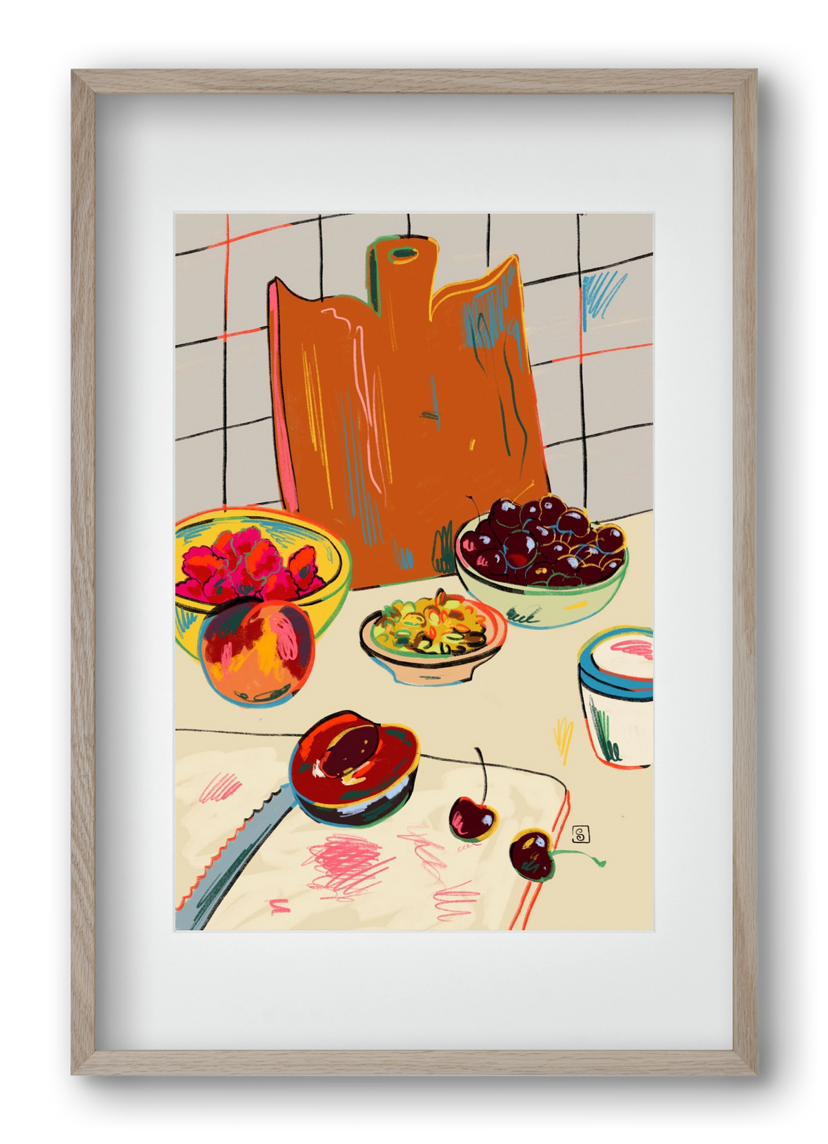 AUTUMN FRUIT STILL LIFE, 40x60 cm (30x45 cm), Tölgy keret, paszpartuval