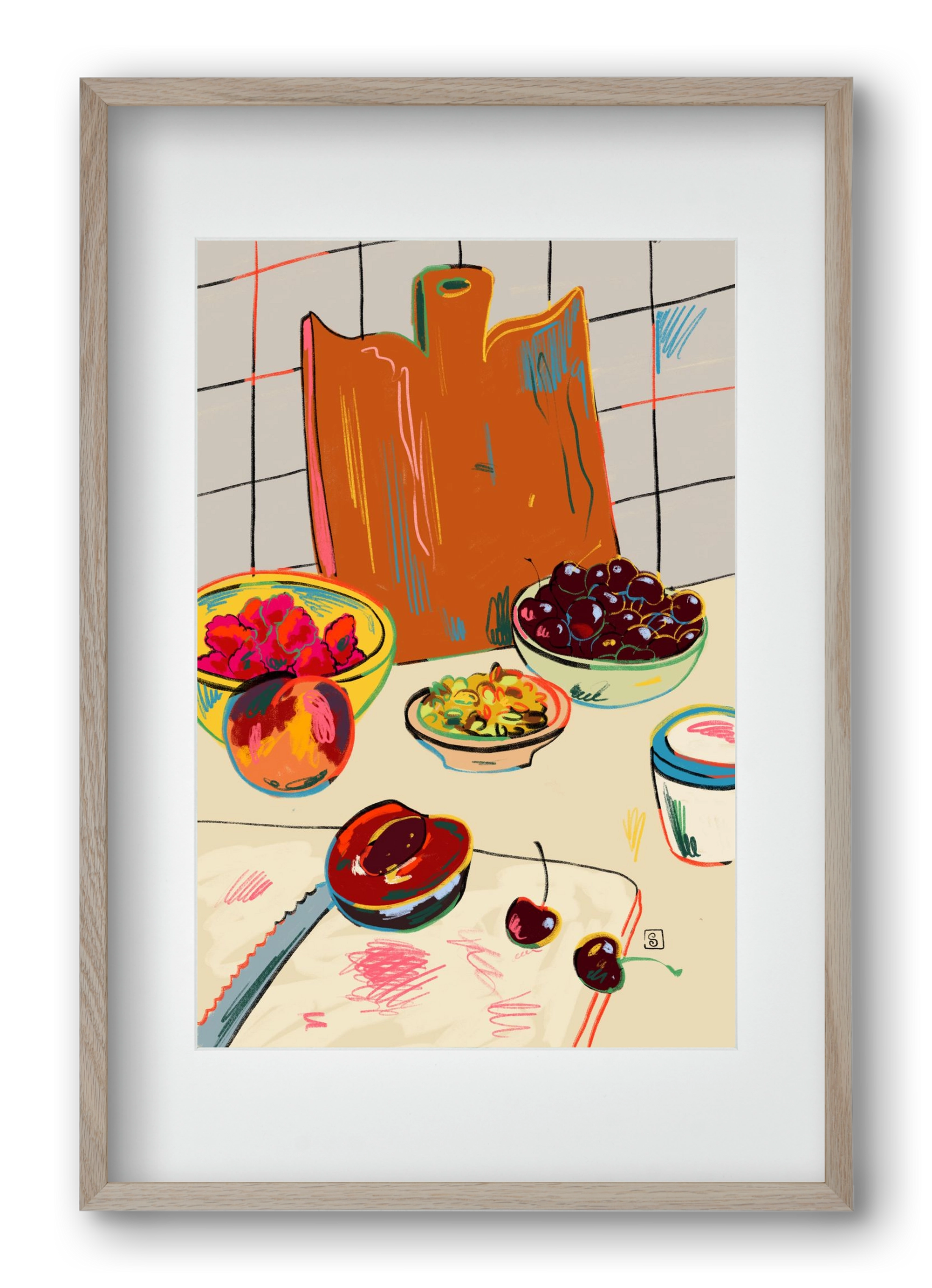 AUTUMN FRUIT STILL LIFE, 40x60 cm (30x45 cm), Tölgy keret, paszpartuval