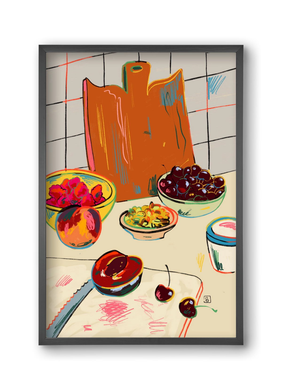 AUTUMN FRUIT STILL LIFE, 30x45 cm (30x45 cm), Fekete keret