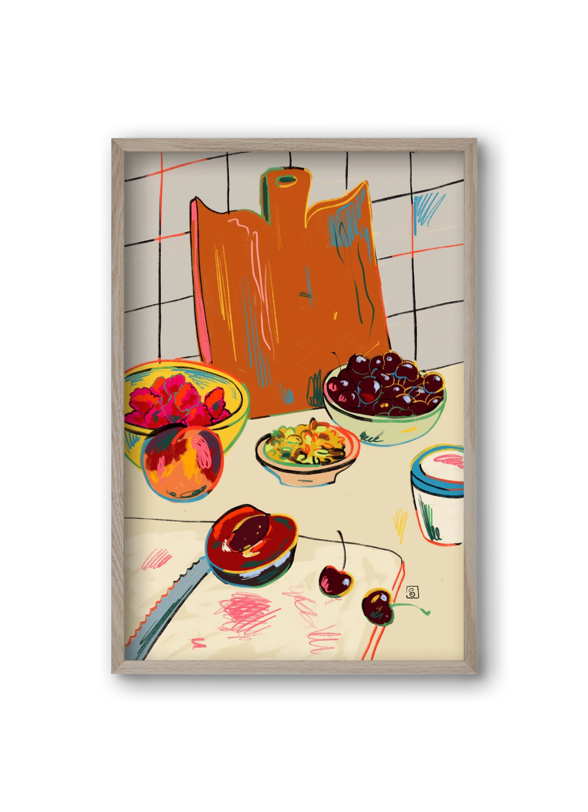 AUTUMN FRUIT STILL LIFE, 20x30 cm (20x30 cm), Tölgy keret