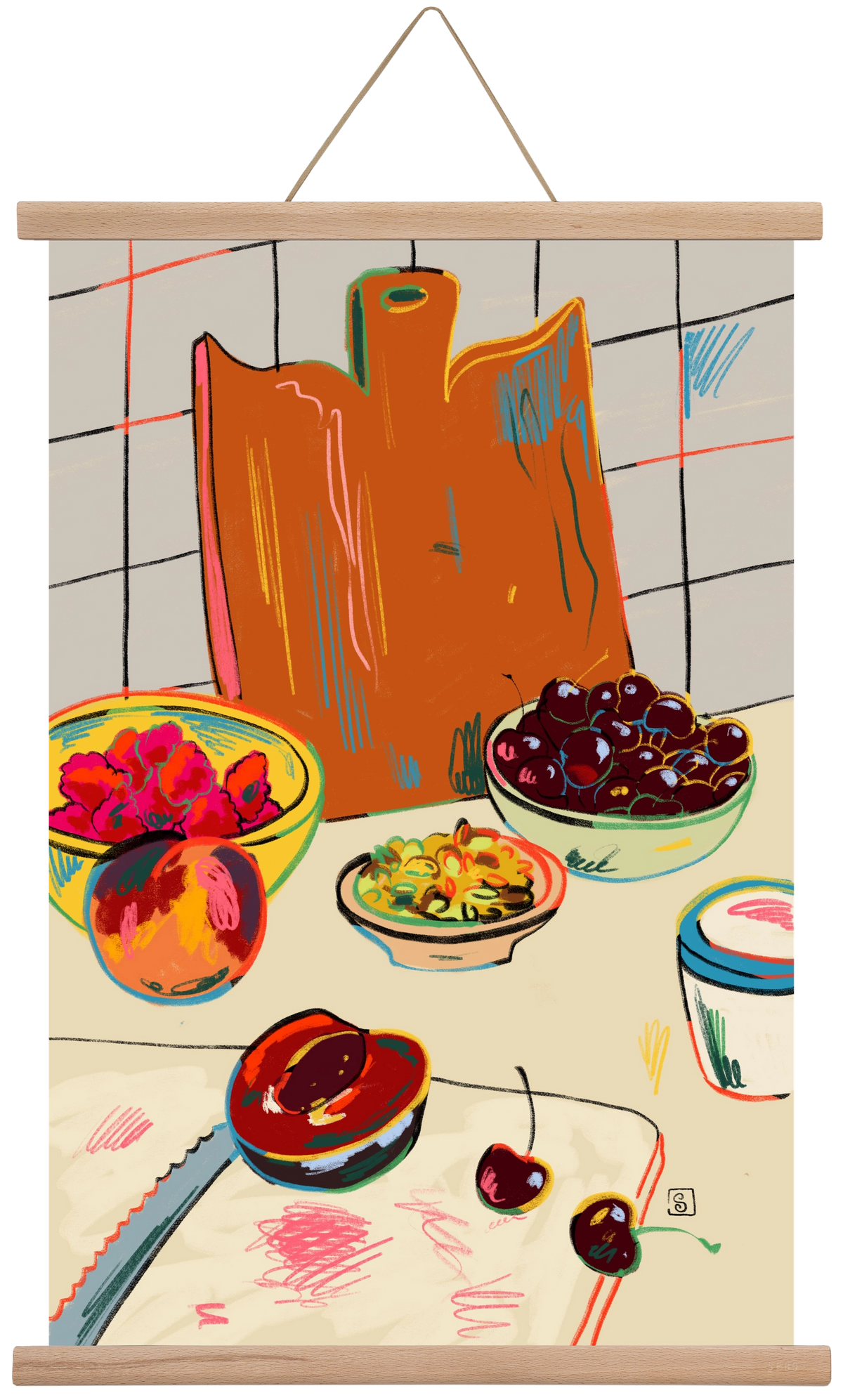 AUTUMN FRUIT STILL LIFE, 40x60 cm (40x60 cm), Tölgy akasztó