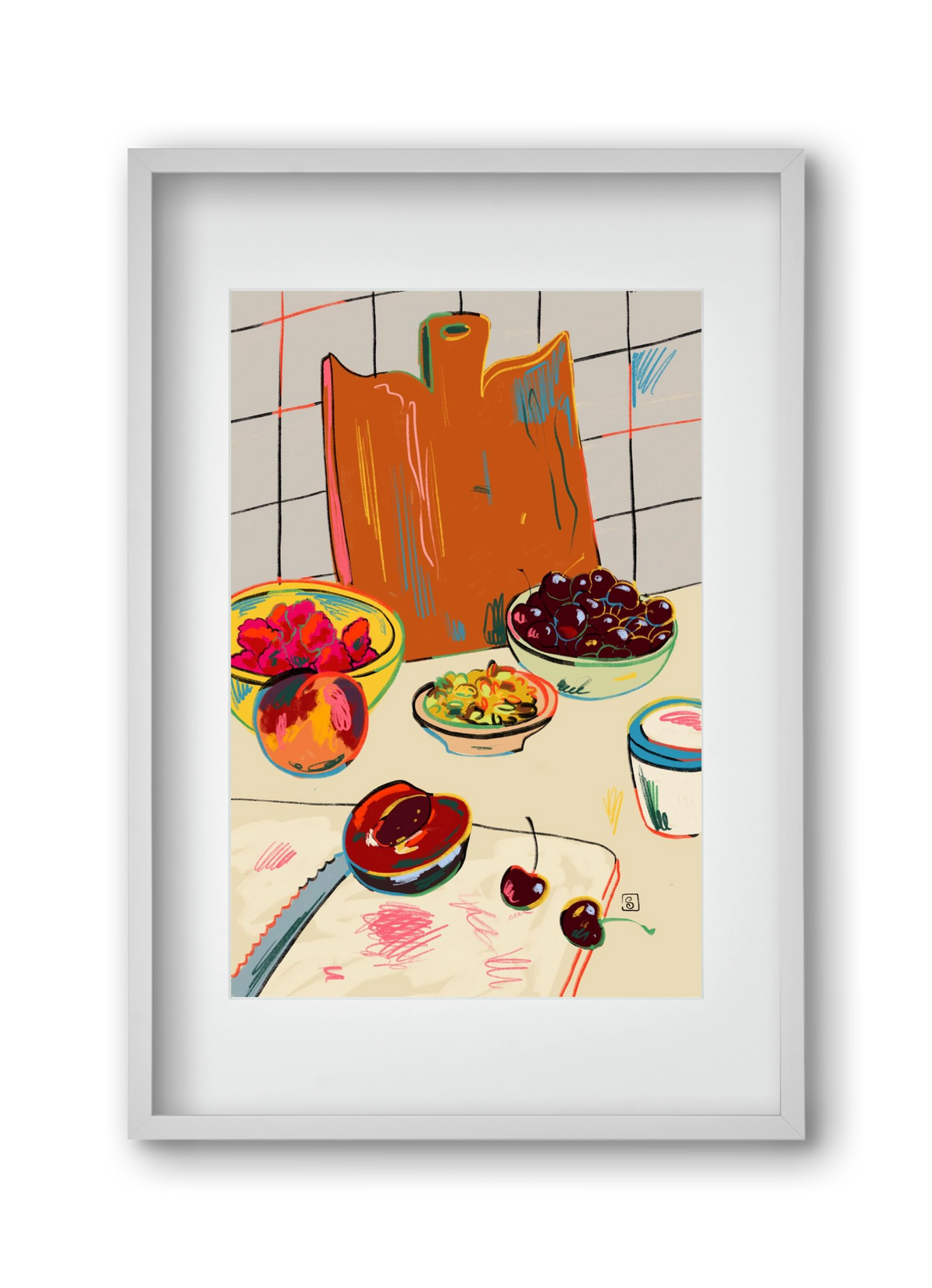 AUTUMN FRUIT STILL LIFE, 30x45 cm (20x30 cm), Fehér keret, paszpartuval