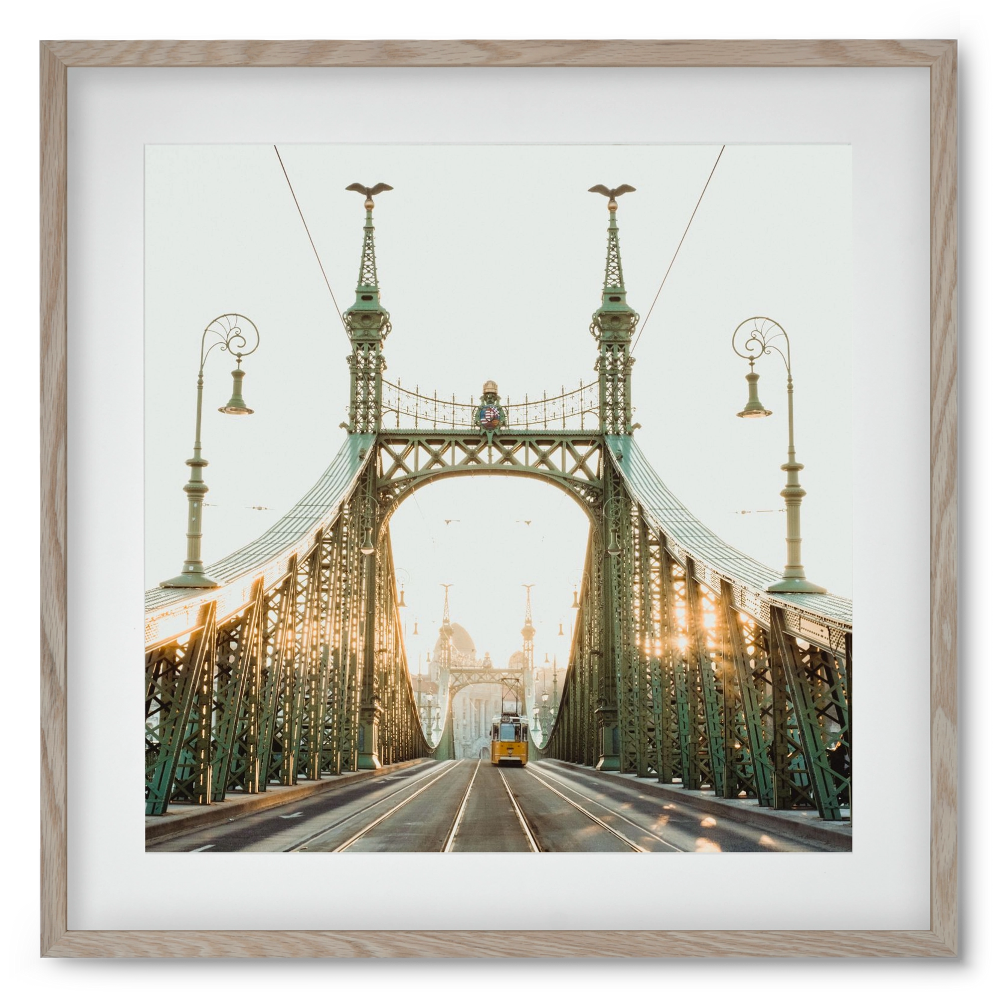 Liberty Bridge Sunset , 50x50 cm (40x40 cm), Tölgy keret, paszpartuval