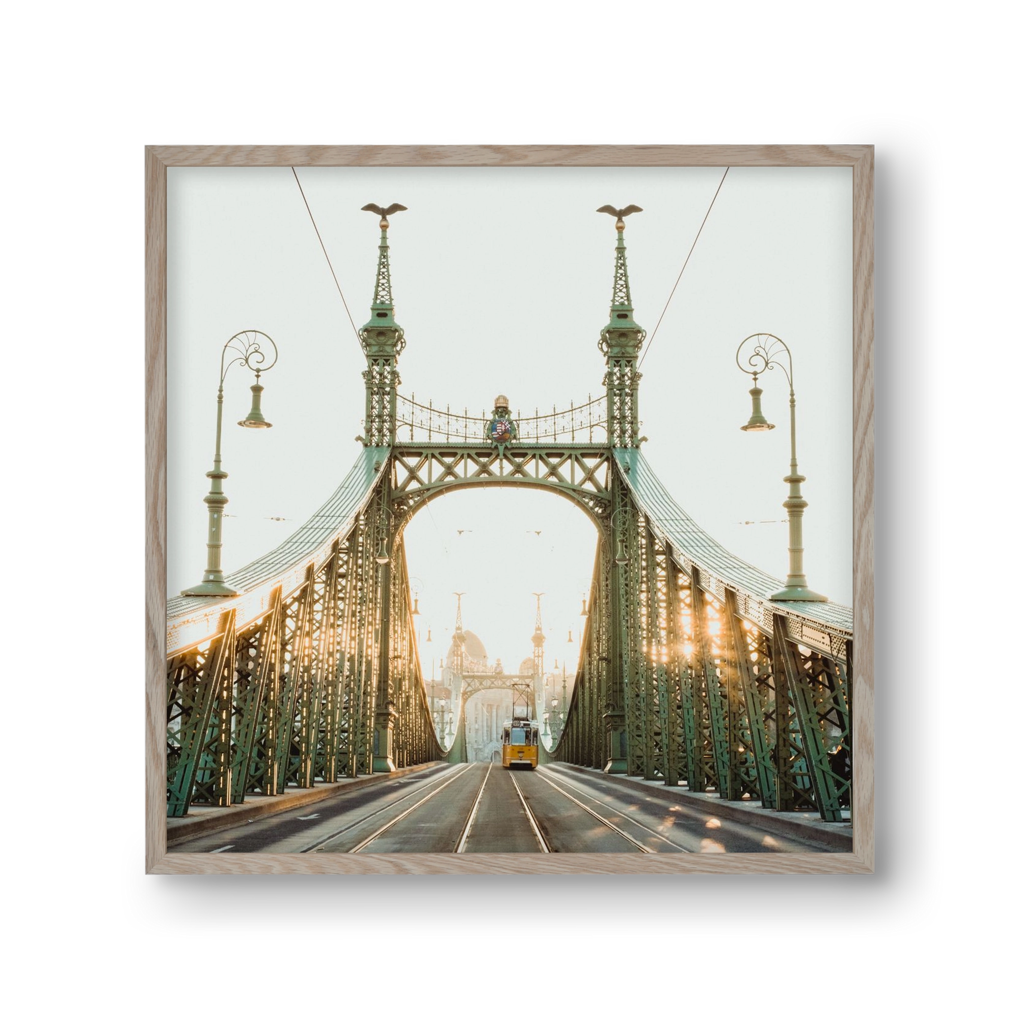 Liberty Bridge Sunset , 30x30 cm (30x30 cm), Tölgy keret