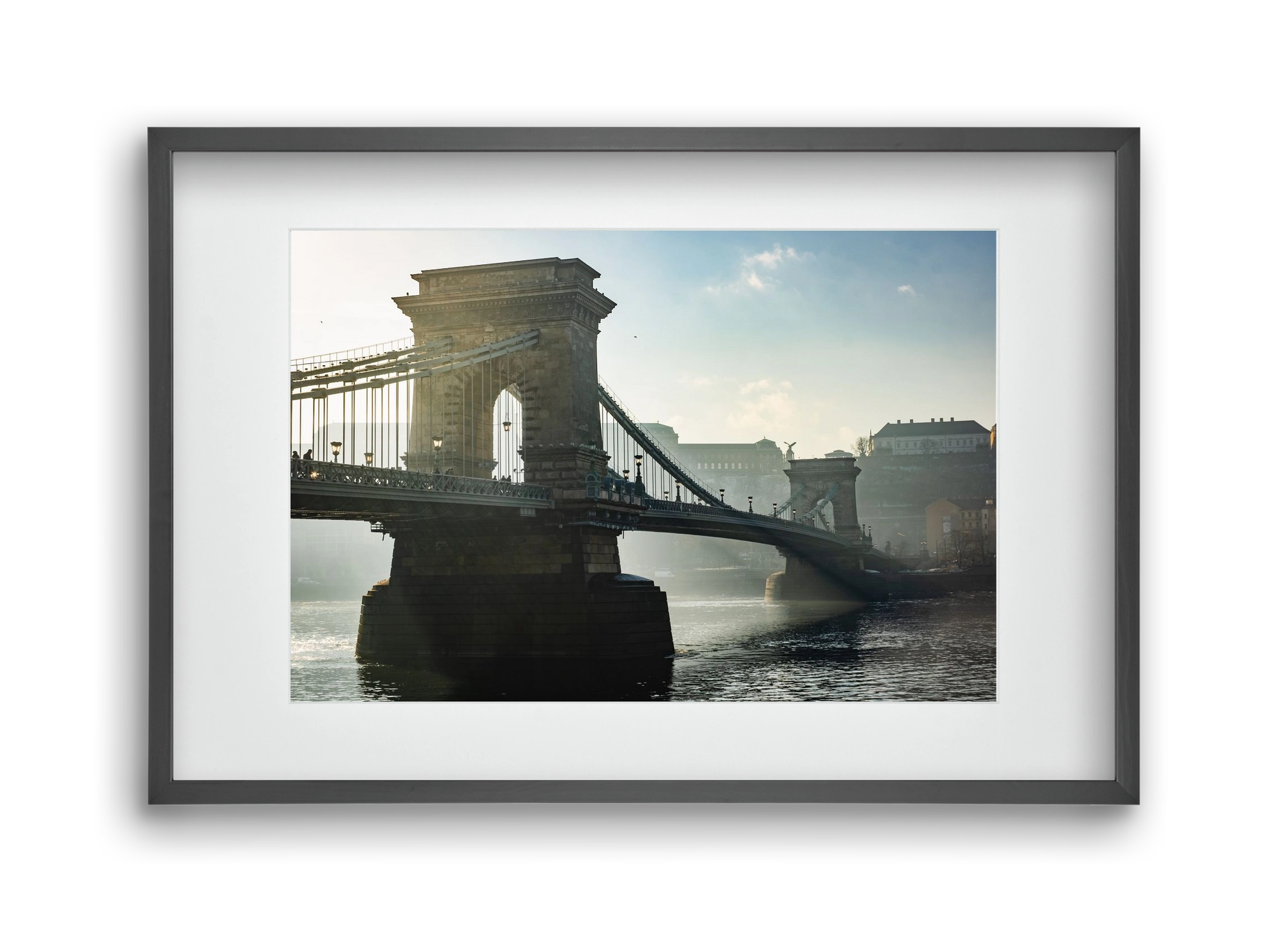 ChainBridge, 45x30 cm (30x20 cm), Fekete keret, paszpartuval